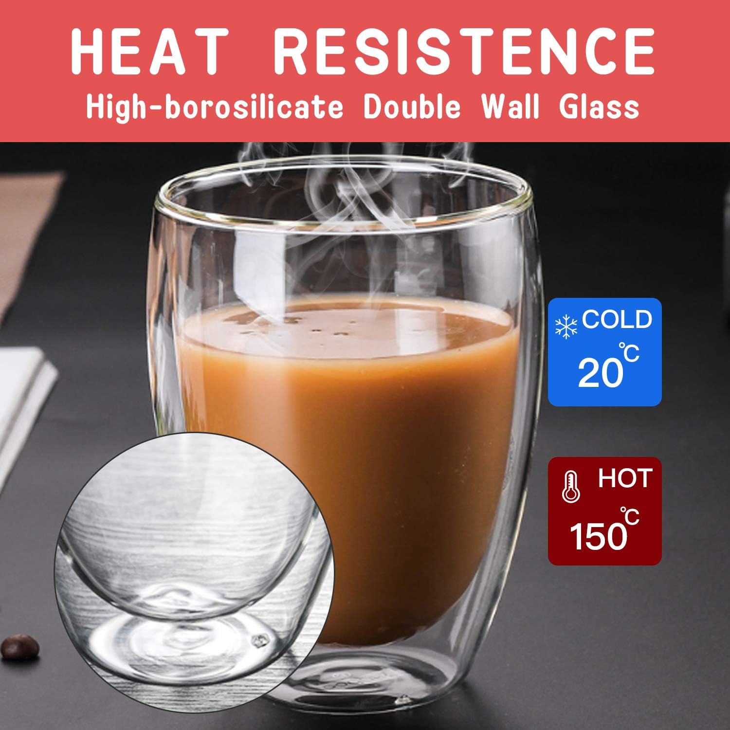 Gеt Dіѕсоunt 70% Prісе Glass Coffee Mugs, Milkary Double Wall Glass Coffee Tea Cups with Bamboo Lid for Wine Cafe Bear Tea Juice Milk Smoothies Iced Beverages, 350ML/12OZ Glass Cup as Gifts