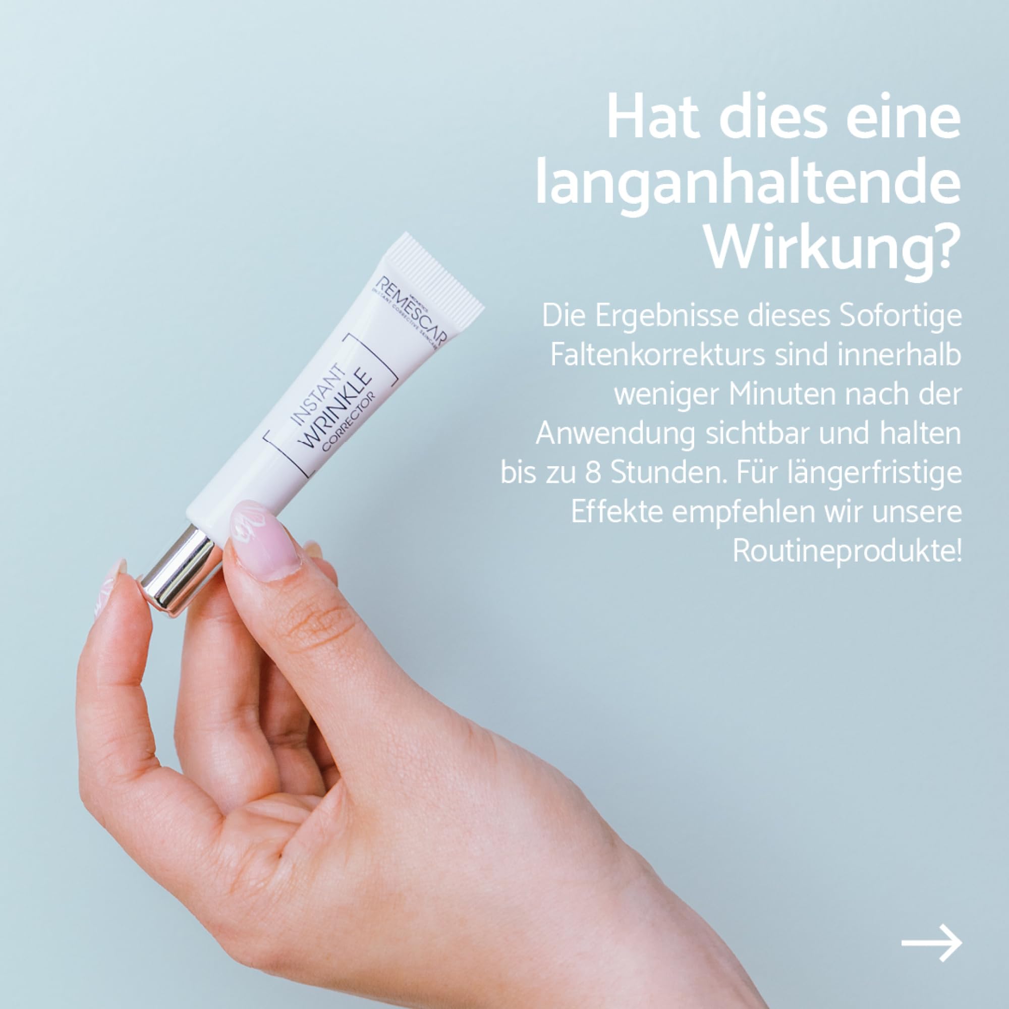 Remescar Instant Falten-Korrektor 8 ml | Klinisch erwiesen gegen Mimiklinien – Sichtbar glattere Haut & strafferes Hautbild mit bis zu 180 Anwendungen