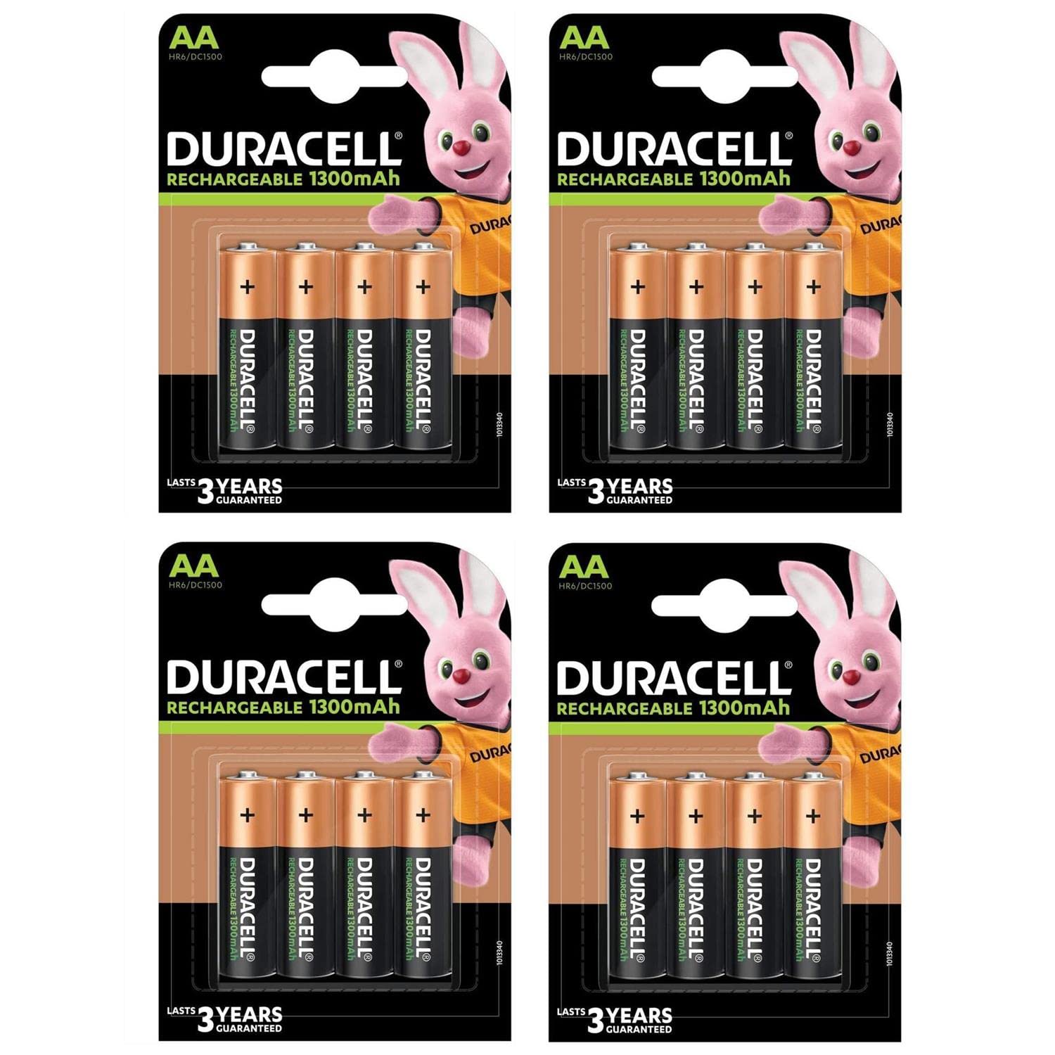DURACELL Lot de 4 Blisters de 4 Batterie NiMH RECHARGEABLE Mignon AA (HR06) 1300mAh