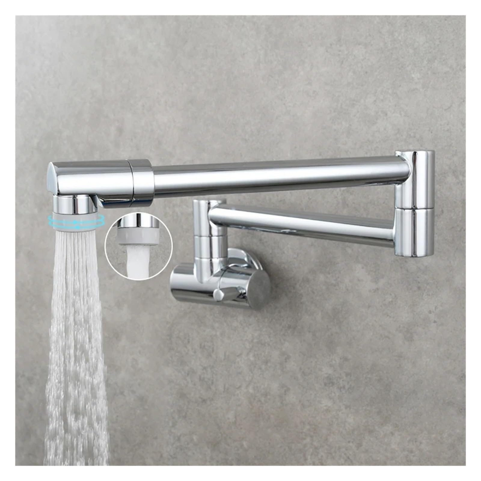 Ewsdsfs 2 Function Chrome Brass Pot Filler Faucet 360 Rotatable Folding Lengthened Tap Wall Mount Kitchen Cold Water(2 Function Chrome)