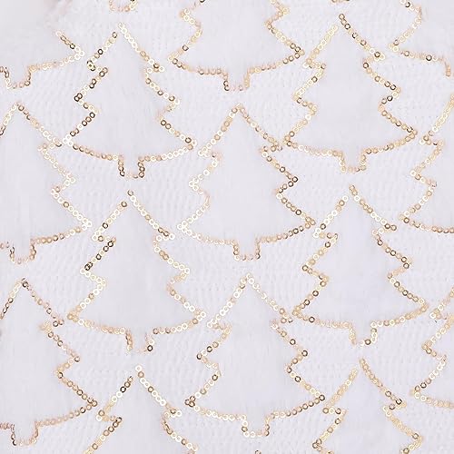 Miniatura 57 de Falda blanca para árbol de Navidad, falda de árbol de piel sintética, alfombra de árbol de lentejuelas de 24 pulgadas, falda de árbol de purpurina