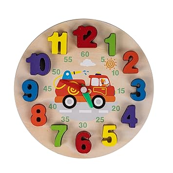 Baybee Wooden Teaching Clock Learning Time Kids Toys, Wooden Clock Toy Digital Numbers Color Shape Sorting Block, Preschool Learning Educational Baby Toys Block for Kids 3+ Years Boys Girls