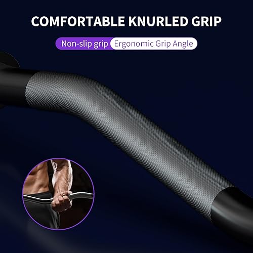 Miniatura 2 de Barra de levantamiento de pesas EZ de 47 pulgadas, barras rizadoras de 1 pulgada para levantamiento de pesas, barra para empujes de cadera,