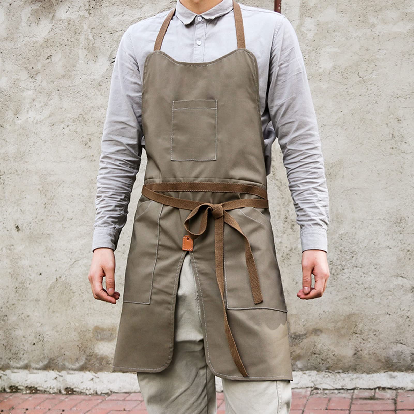 Chef-Schort Denim canvas schort, melktheewinkel, koffie- en cakewinkel, bakkerij, manicurerestaurant, werkkleding for heren en dames Schorten voor Mannen(D