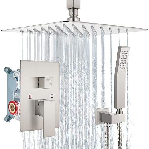 Aolemi Ceiling Mount Shower System Rain Shower Head with Handheld