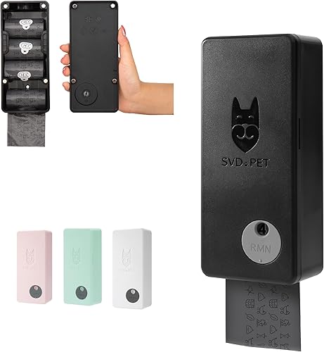 SVD.PET Dispensador de bolsas para excrementos de perro con 60 bolsas, dispensador de bolsas de basura para montaje en pared, capacidad para 4