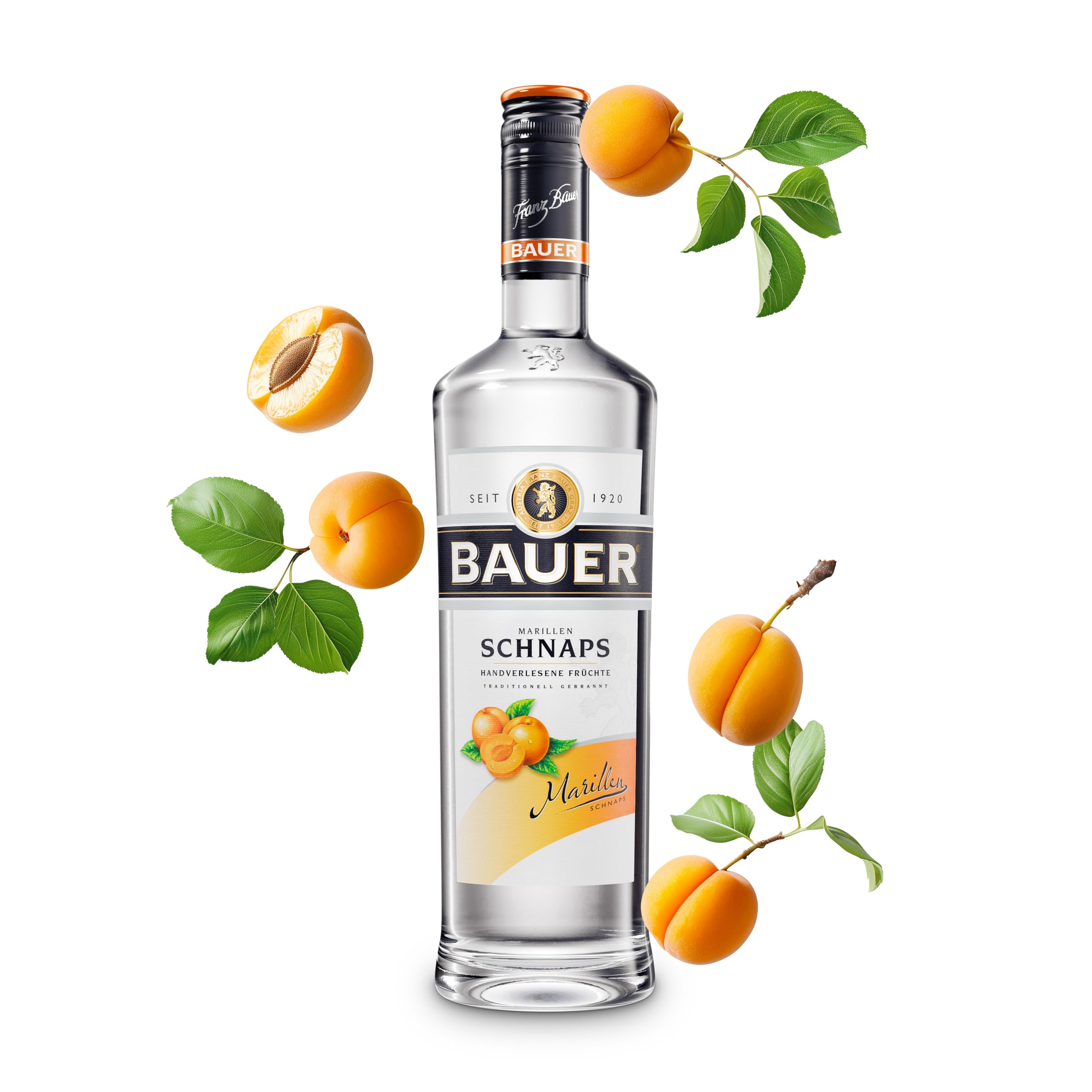 Bauer Marillenschnaps - Der Geschmack des Sommers in seiner schönsten Form - Obstbrände aus Österreich seit 1920 - Marillenbrand Geschenk Idee (1 x 0,7L)