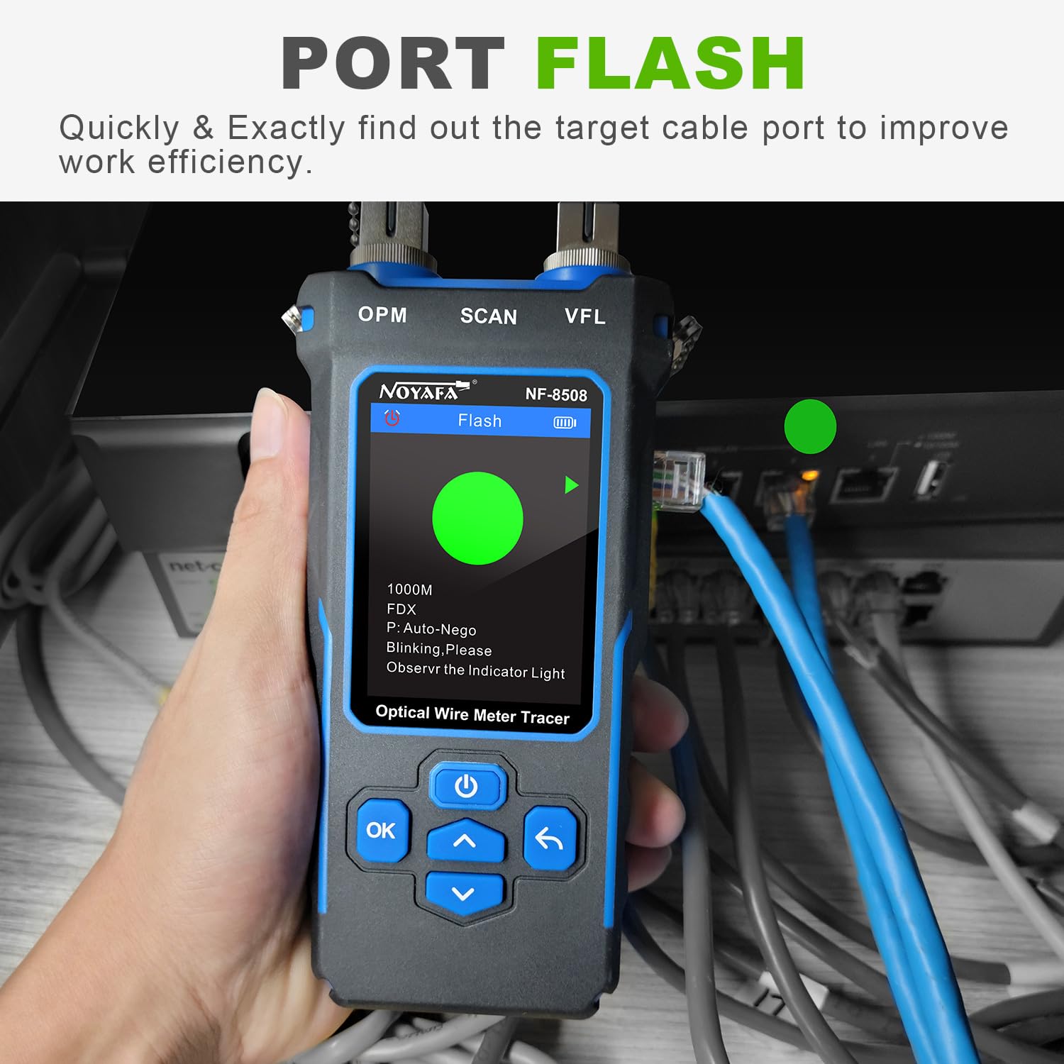 Netwerkkabeltester - NOYAFA kabeldraadfoutzoeker voor RJ45 Cat5, Cat6, 5e, 6e Meet lengte, zoek het breekpunt, controleer bedradingsfout met 8 Far-end passieve testaansluitingen