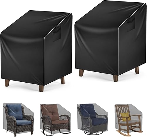 Paquete de 2 fundas para sillas de patio, tamaño grande, 30 pulgadas de largo x 34 pulgadas de ancho x 38.5 pulgadas de alto, resistentes al agua,
