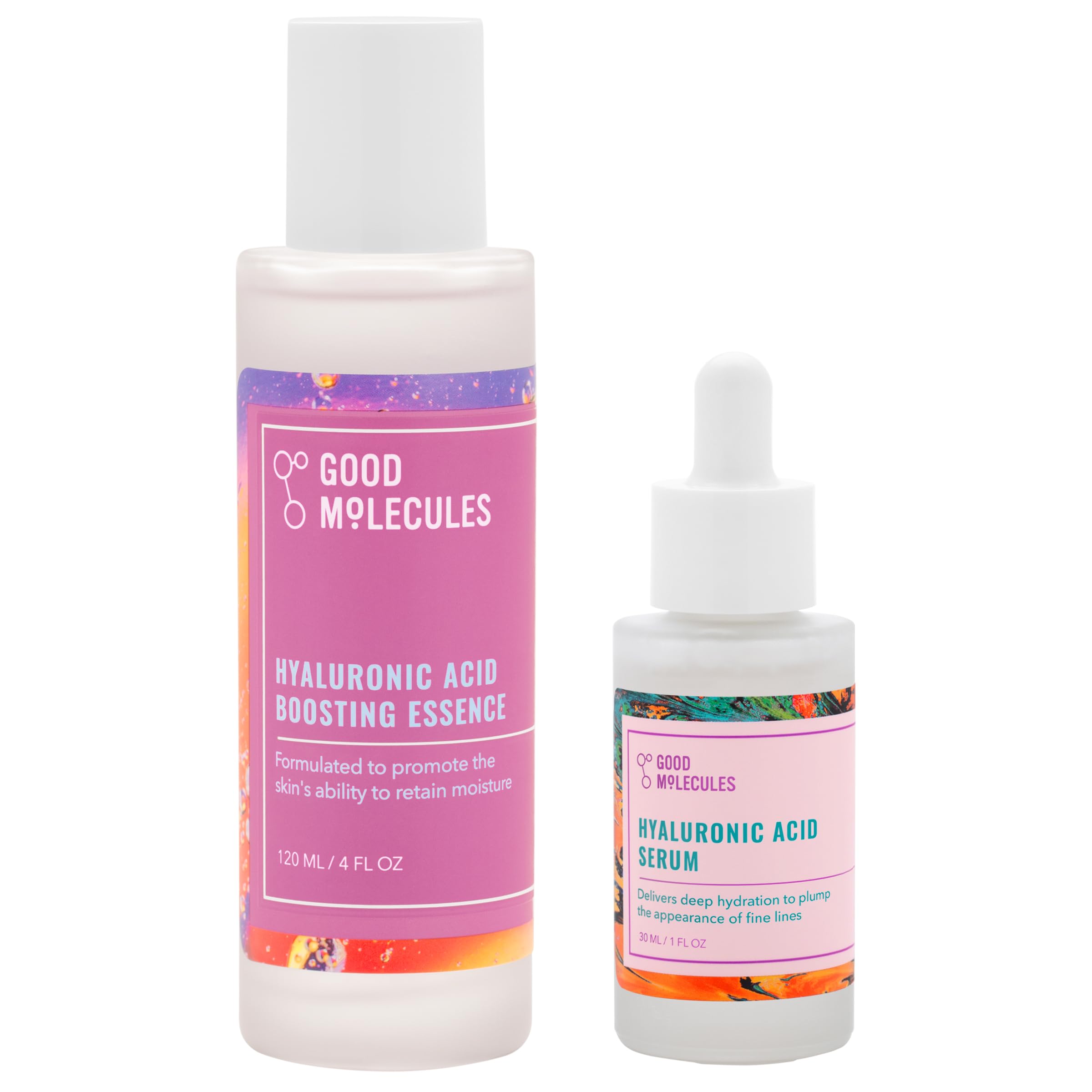 Good MoleculesHyaluronic Acid Hydration Duo - Hyaluronic Acid Boosting Essence and Hyaluronic Acid Serum - Lightweight, Hydrating, Anti-aging, Moisturize, Plump and Firm - Natural Skin Care For Face