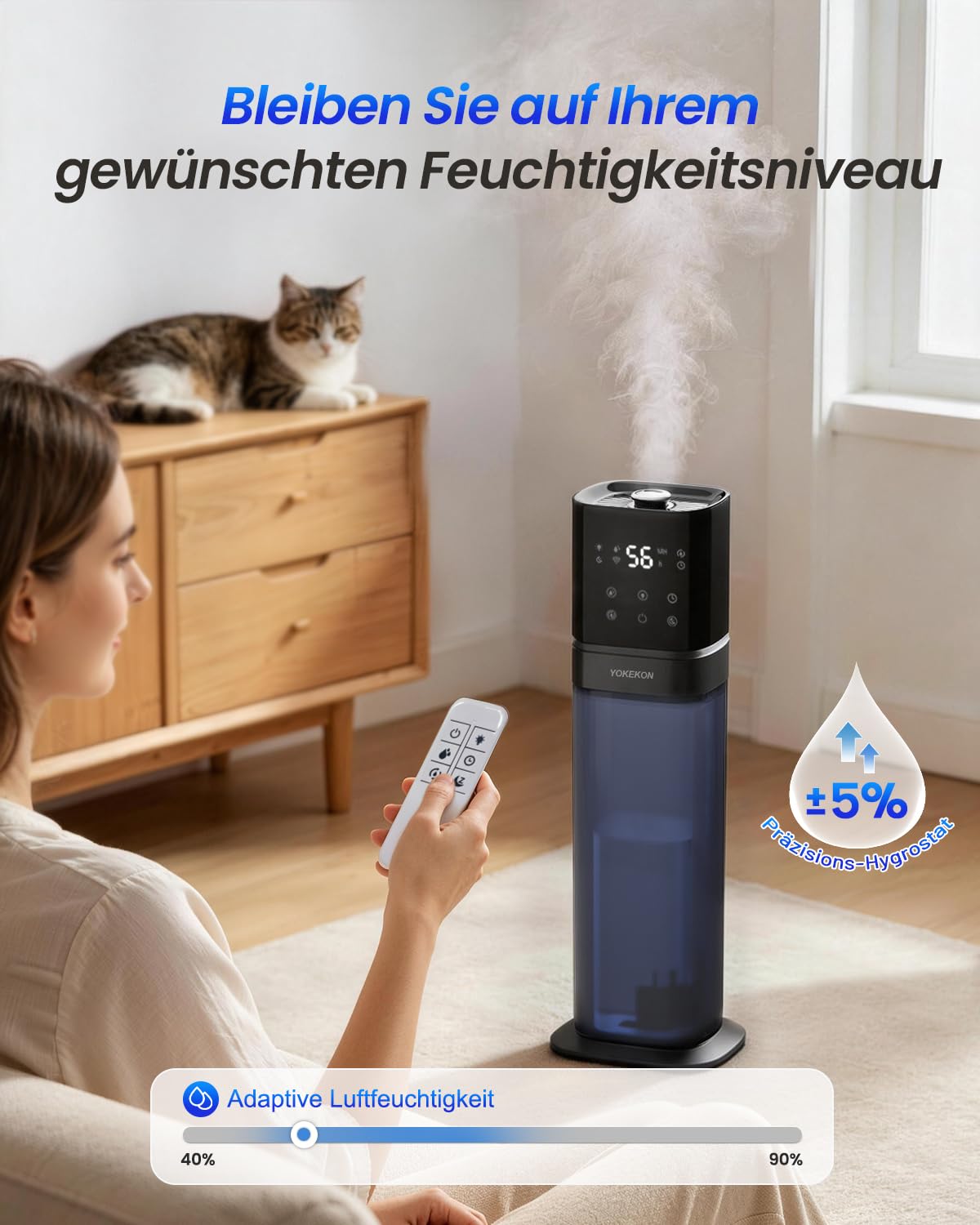 YOKEKON Luftbefeuchter 8L Ultraschall Kalt Nebel Top Füllen für große Räume