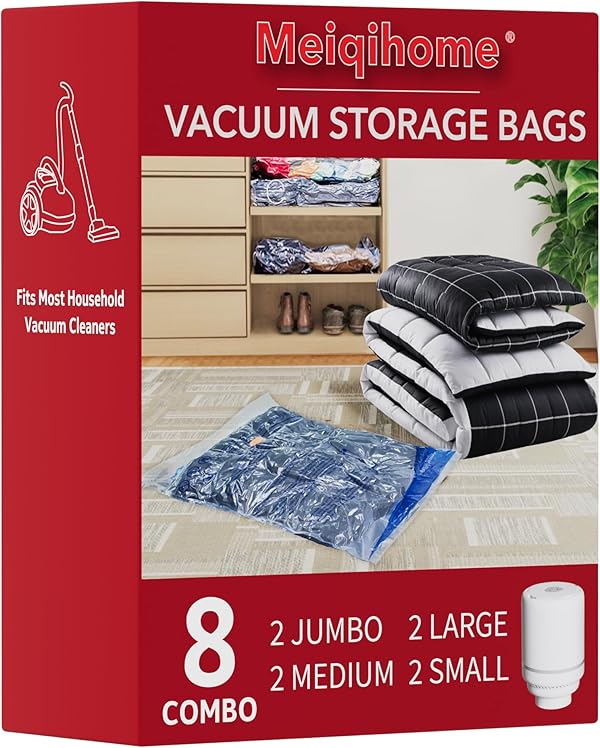 Vakuumbeutel mit elektrischer Luftpumpe, 2 Jumbo, 2 groß, 2 Midi, 2 kleine Beutel, platzsparende Versiegelungsbeutel, luftdichte Kompressionsbeutel für Kleidung, Kissen, Bettdecken, Decken,