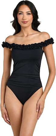 La Blanca Womens Island Goddess Ruffled Bandeaukini