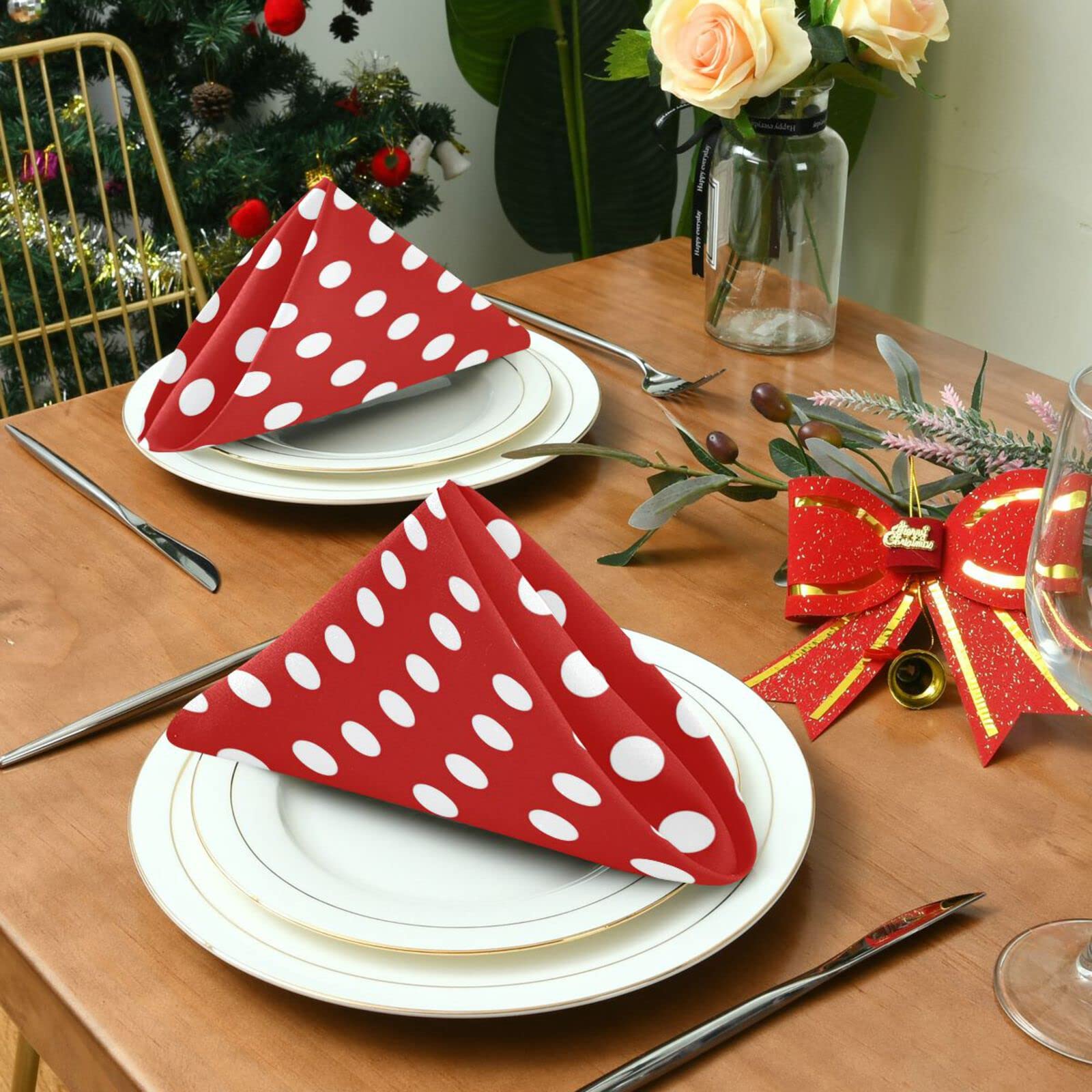 Tovaglioli di stoffa con papaveri, 50,8 x 50,8 cm, set di 4 tovaglioli lavabili e riutilizzabili, per matrimoni, feste, vacanze, cene in famiglia