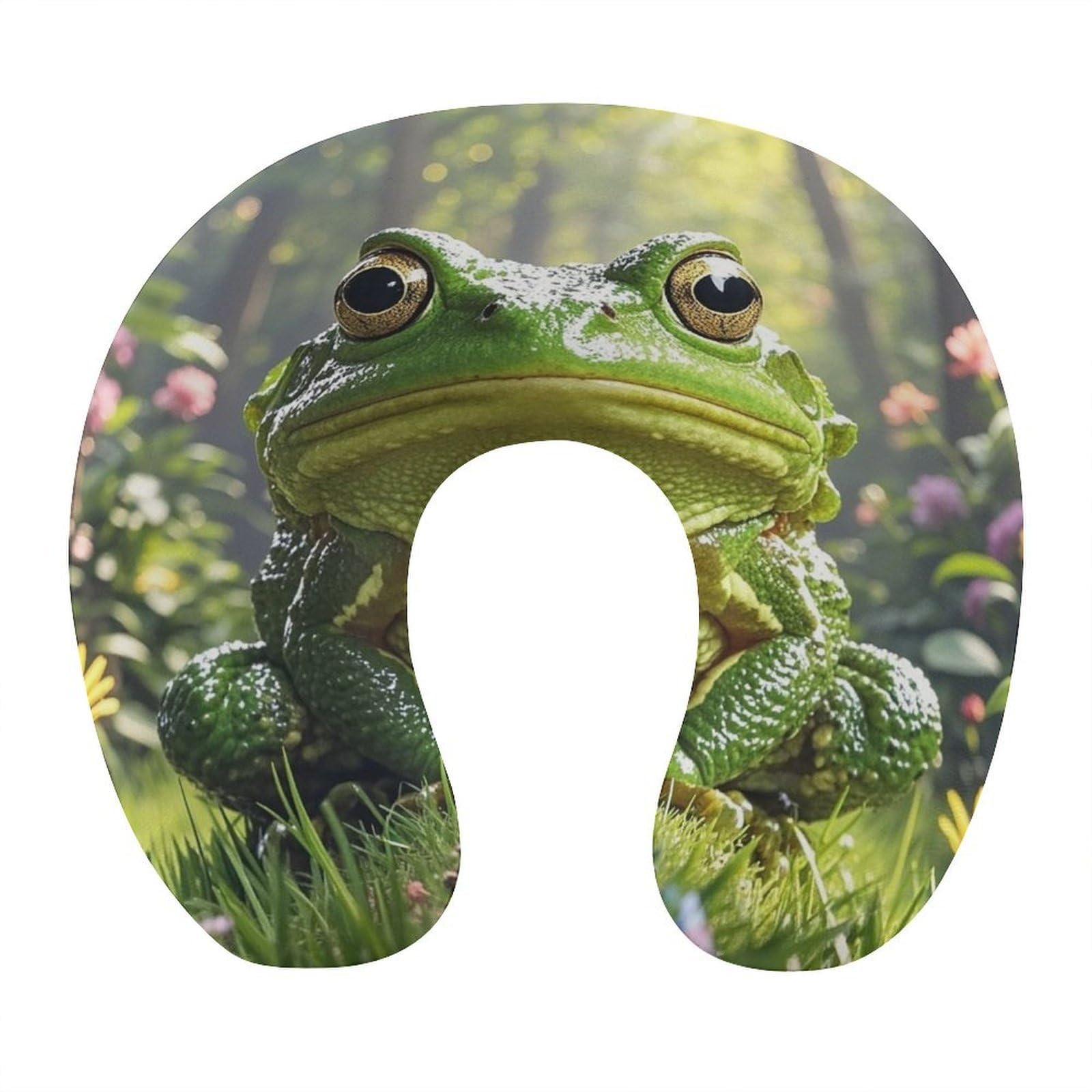 FekiLoot Frog Travel Pillow U Shaped Neck Pillow Comfortable Memory Foam Pillow Portable Soft Headrest Lightweight Neck and Head Support for Planes Trains Self-Driving Cars