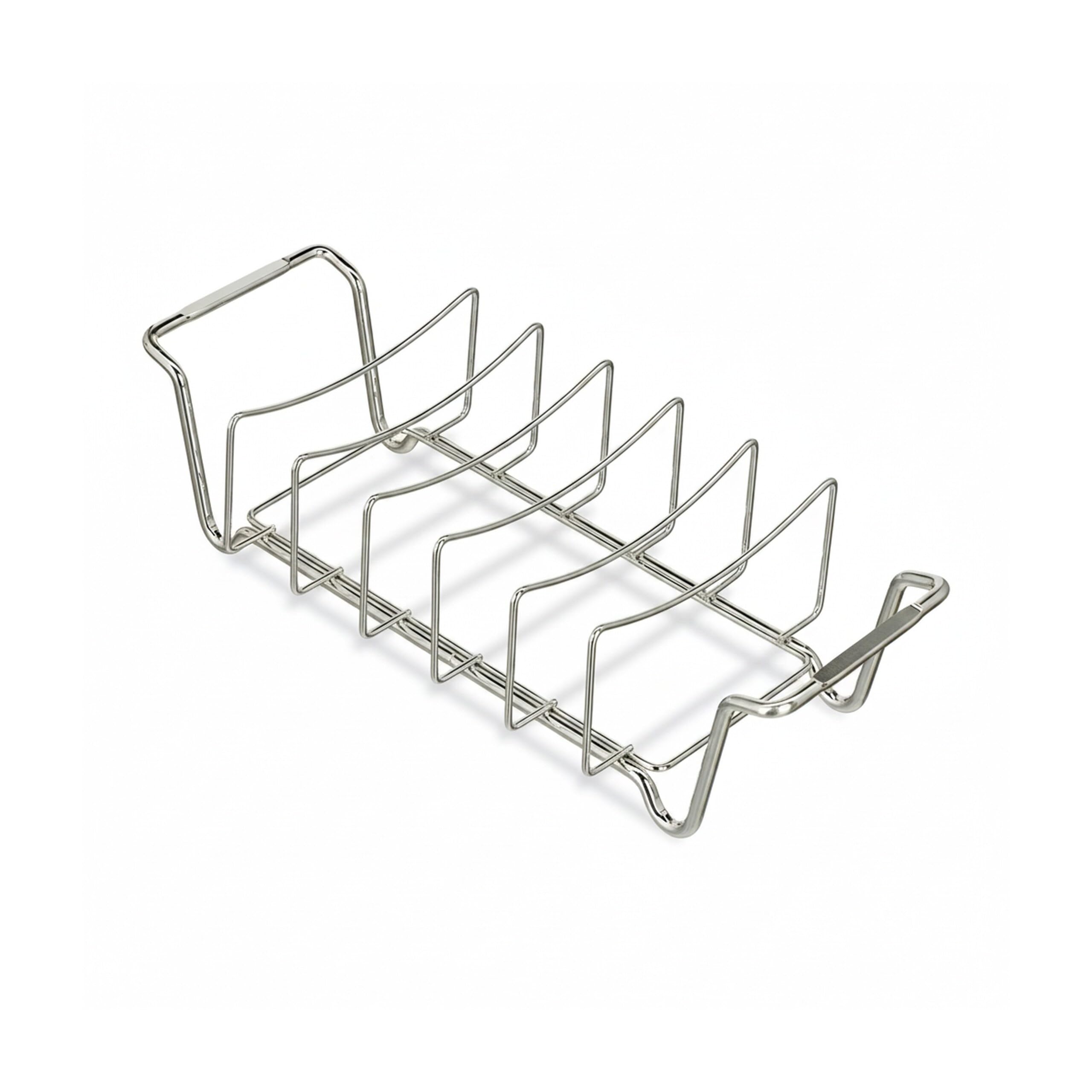 Relaxdays Supporto per Costine 2 in 1, Cestello per BBQ, Rib Rack, Multiuso, per Costolette, Acciaio, Argento