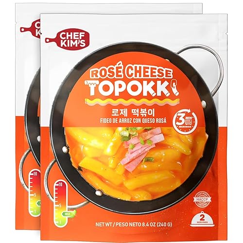 Rosé Cheese Topokki, 8.4 Oz (Pack of 2), Ready-to-Eat Meals - Rosé Cheese - 8.4 Ounce (Pack of 2)
