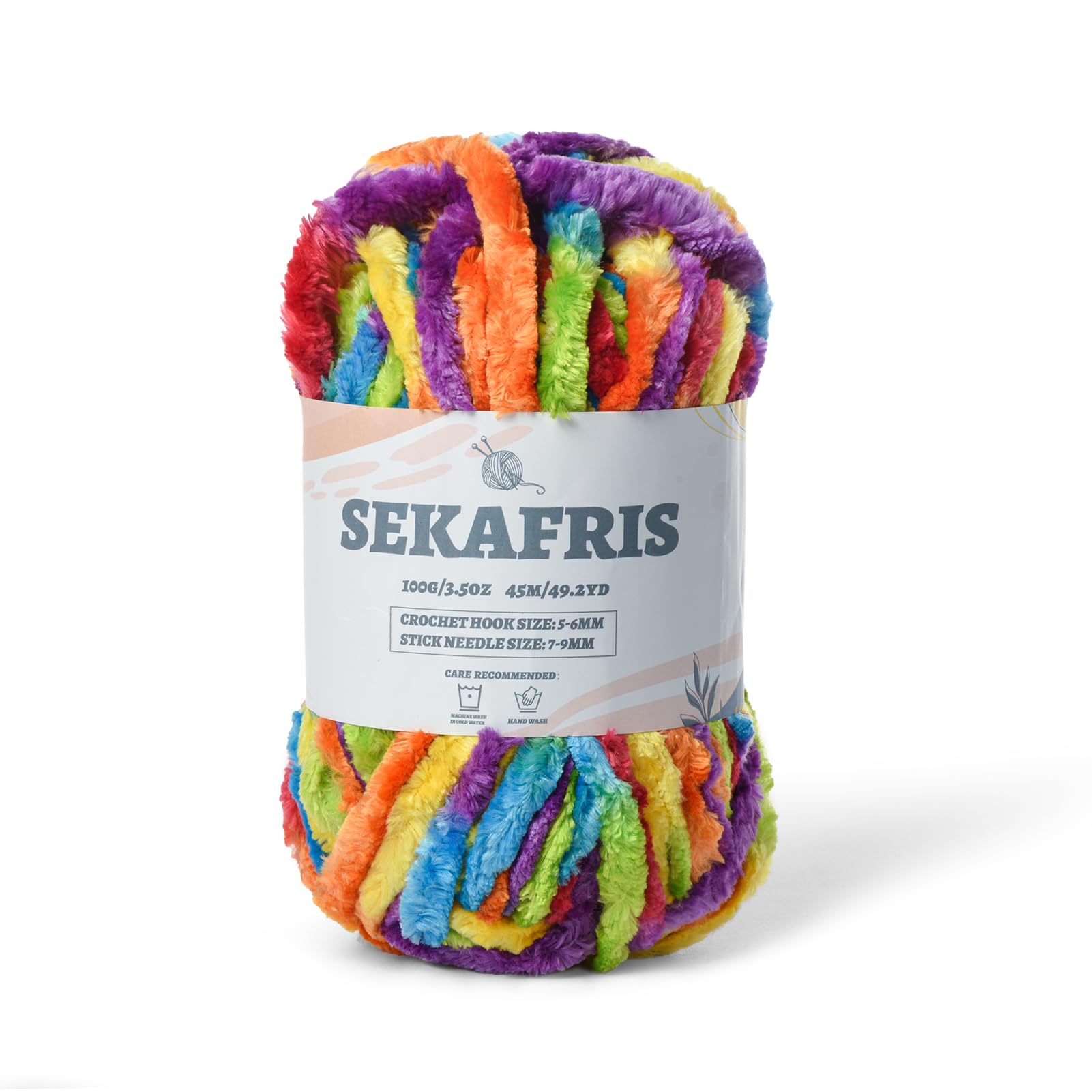 Chenille Velvet Soft Yarn Rainbow 1 Pack