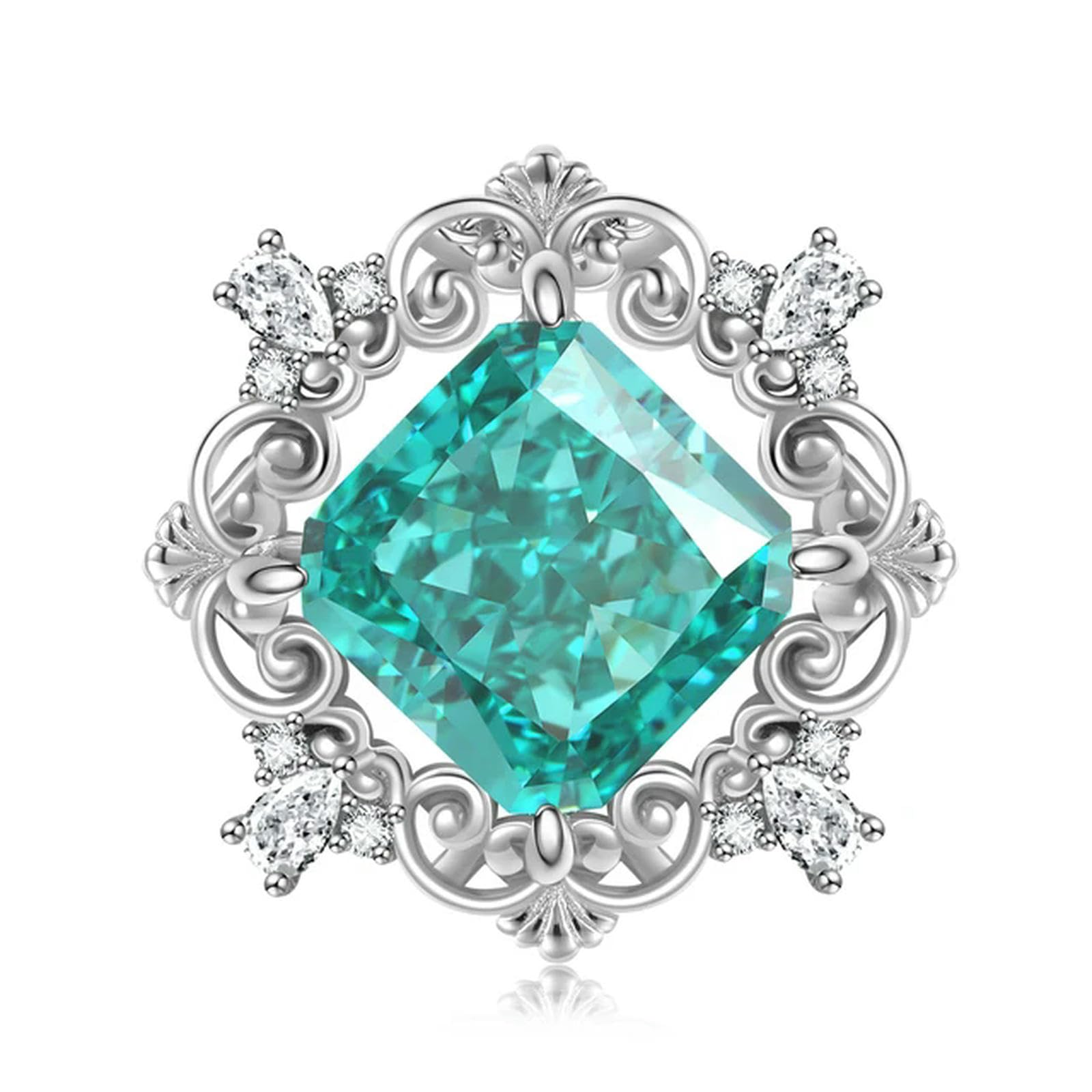 WEAV Colgante Cuadrado De Plata De Ley 925 Con Lazo Azul Para Mujer, Colgante De Circón Con Flor De Hielo Verde, Regalo De Cumpleaños Romántico, Collar De Joyería Fina