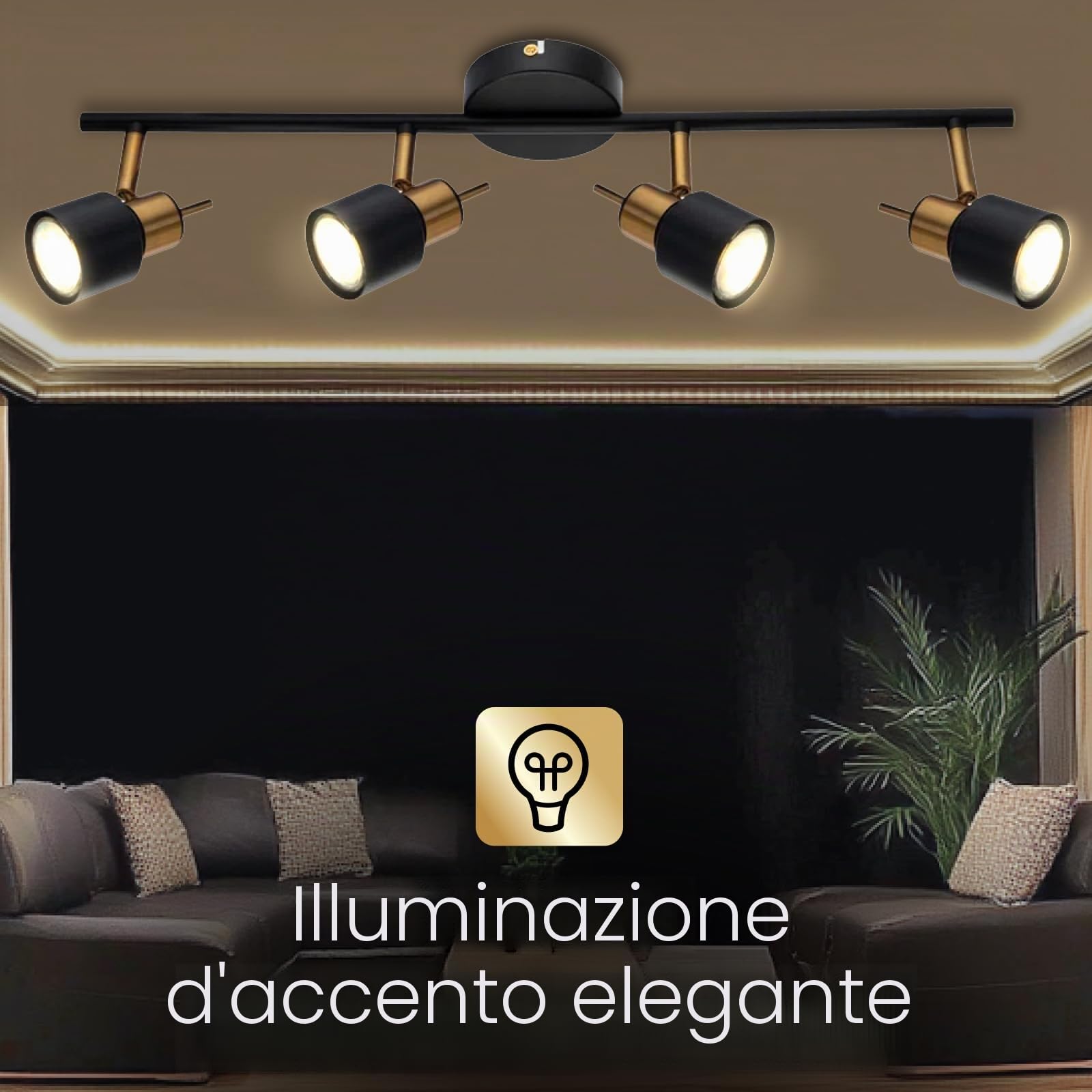 Arte Lamp Almach Faretti LED Soffitto Orientabili 4 Luci in Metallo con Finitura Neutra per Cucina Ingresso Corridoio con Luce Mirata per Interni Moderni