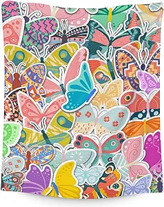 Butterfly Blanket Gifts - 60"x80" Cute Throw for Women, Girls - Colorful Soft Fuzzy Blankets for Bed, Couch & Living Room