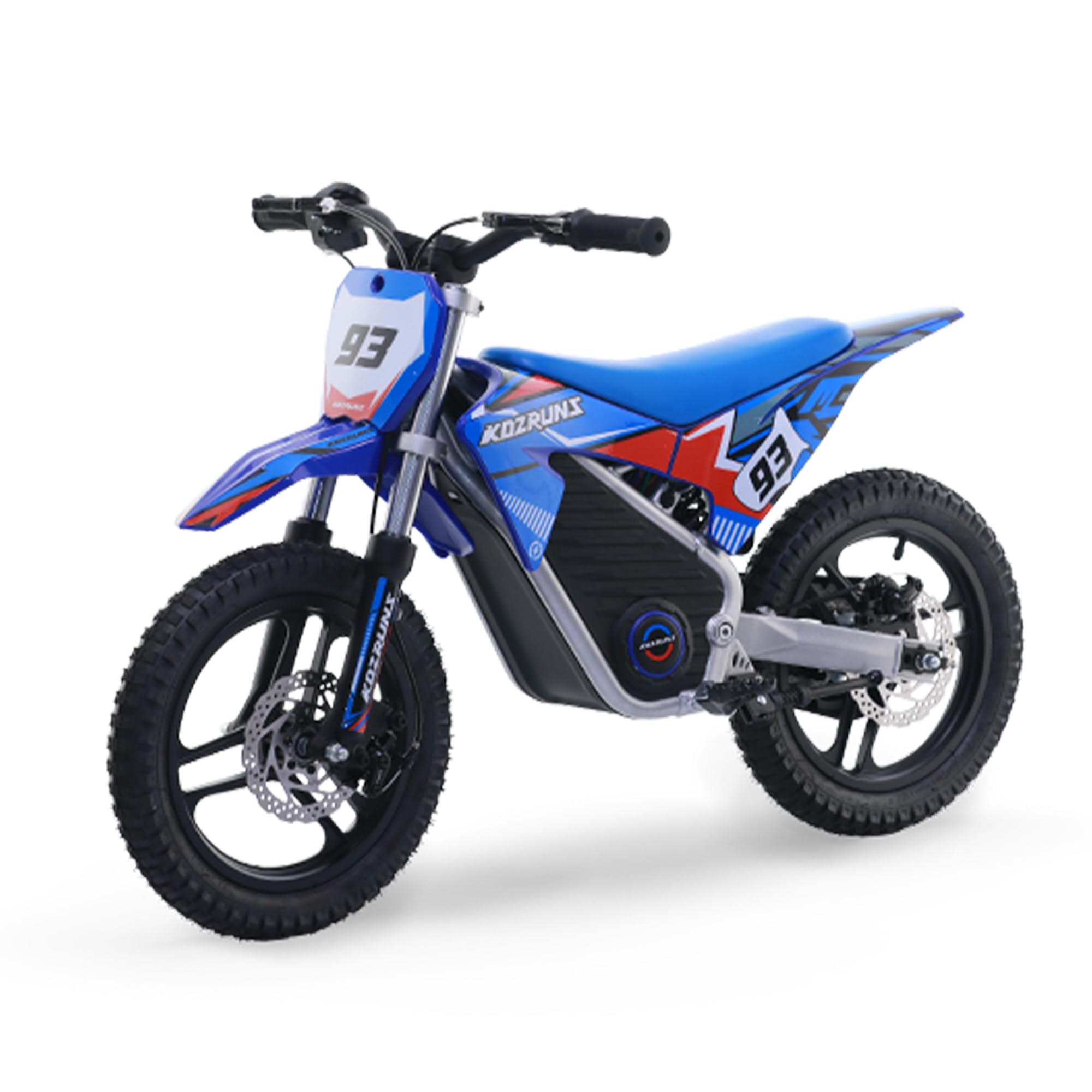 Racing Grade Electric Dirt Bike for Kids, Peak 500W Powerful Motorcycle for Ages 5-10, 36V 5.2Ah Lithium Battery, Dual Shock Absorption, 3 Speed Modes, Safe Disc Brake, 14 inch Off Road Tires, Blue