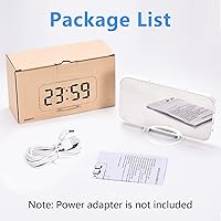 Vista 7 de Reloj despertador digital, reloj despertador con espejo LED para dormitorio, con puertos USB duales, brillo de 3 niveles, atenuación automática