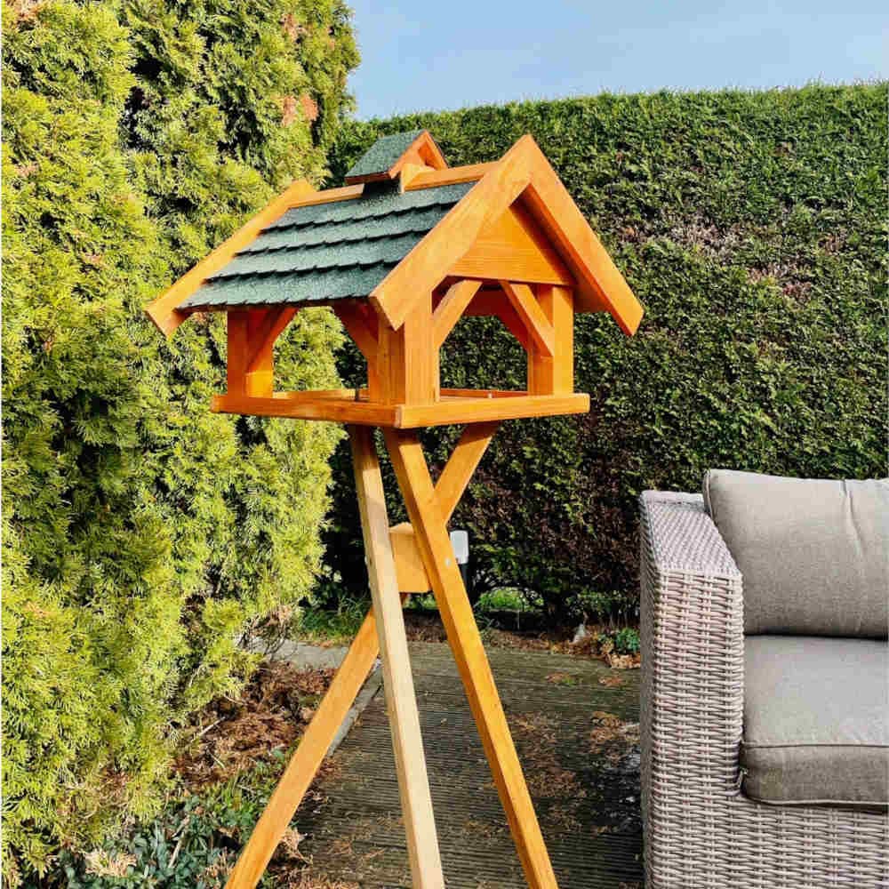 Casetta per uccelli rettangolare per mangiatoio+supporto marrone/verde resistente alle intemperie per giardino o balcone Birdhouse