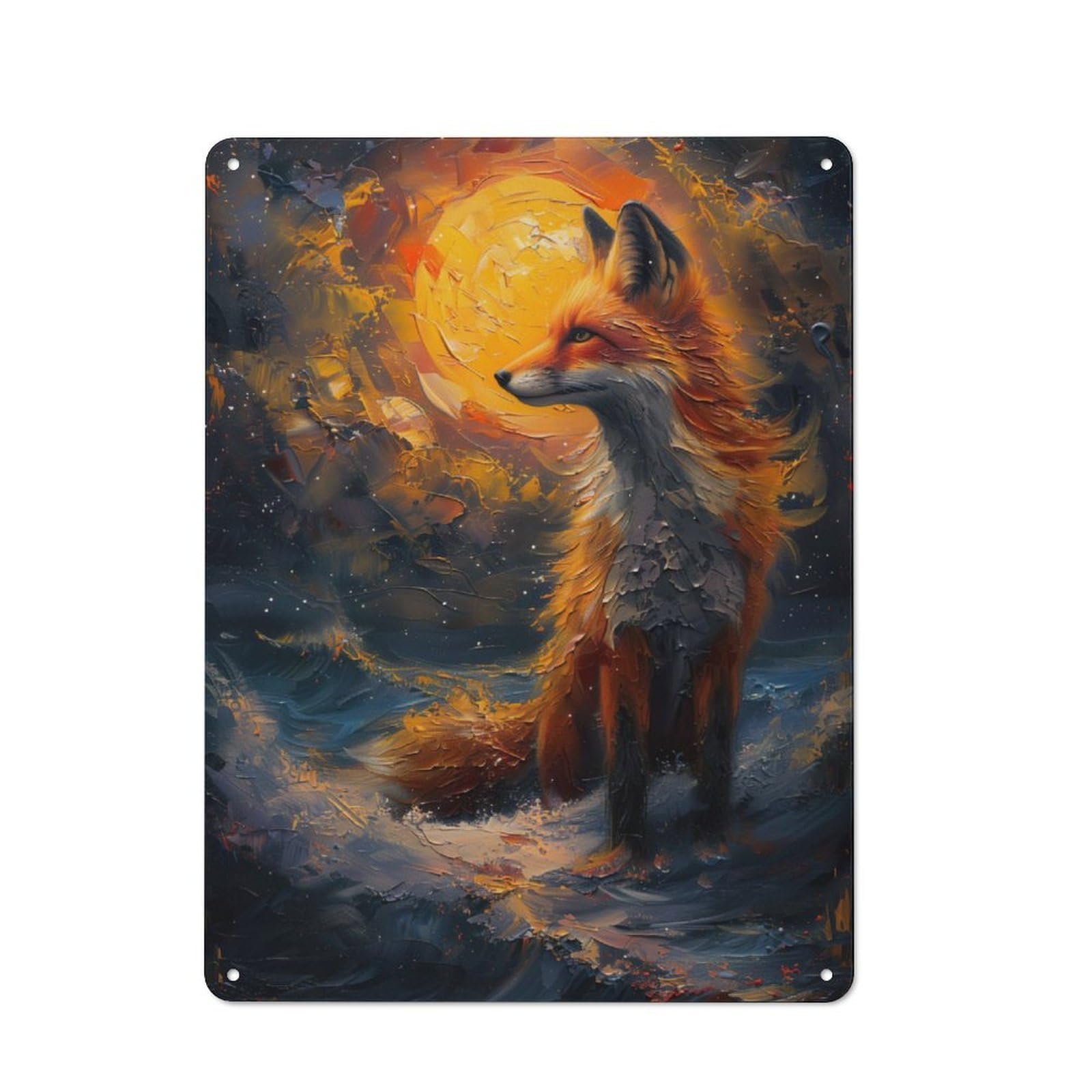 Junmoney Ocean Wave Fox For Garden Room Or Summerhouse, Vintage Tin Sign 40X30cm, For Display In Garden Rooms And Summerhouses