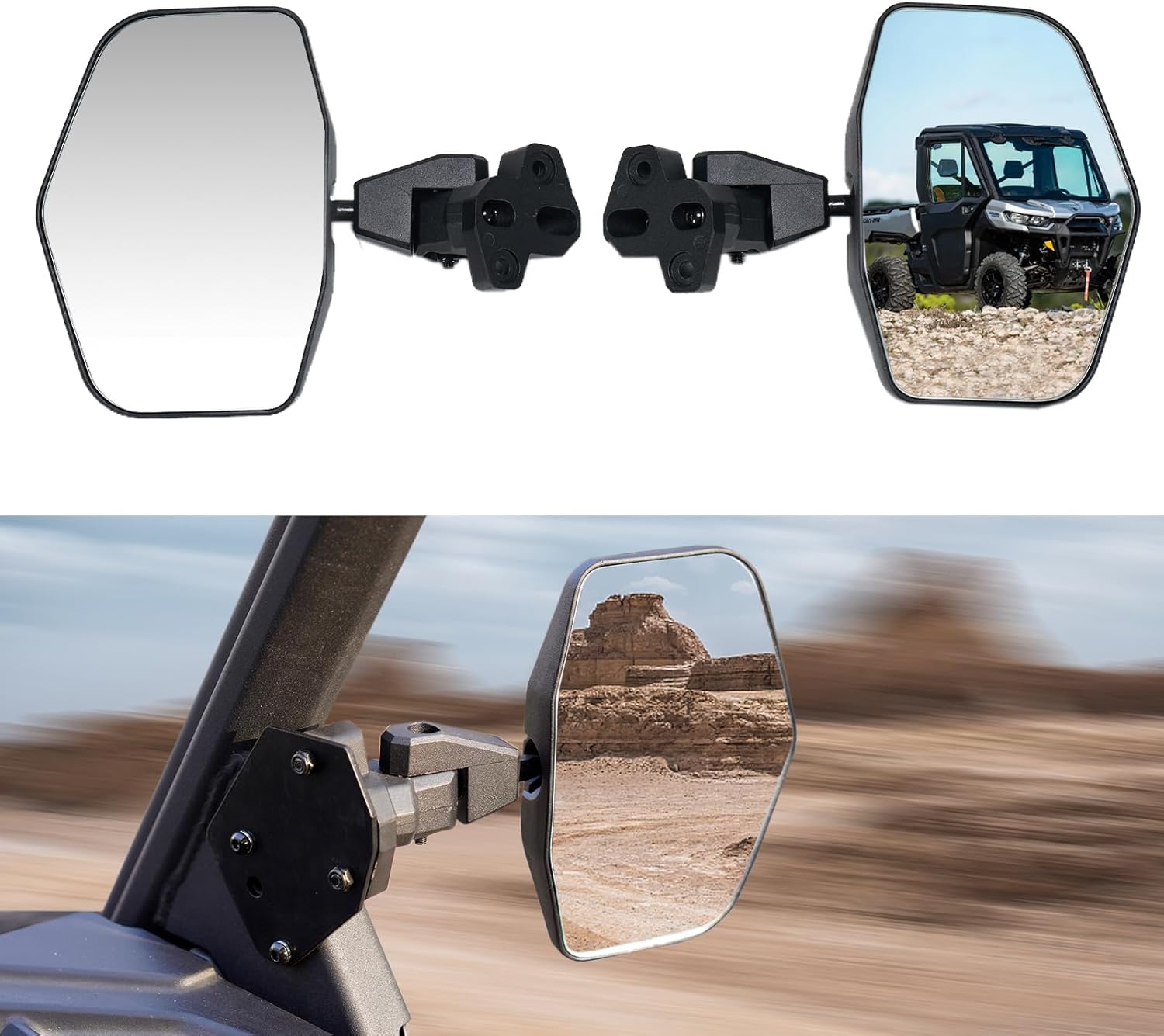 A & UTV PRO Side View Mirrors for Can-Am Defender MAX HD7 HD8 HD9 HD10 DPS 2016-2024 Accessories, Adjustable High-Definition Break Away Rear View Mirrors, NOT FOR FULL DOOR Replace OEM #715002459 Side for half door