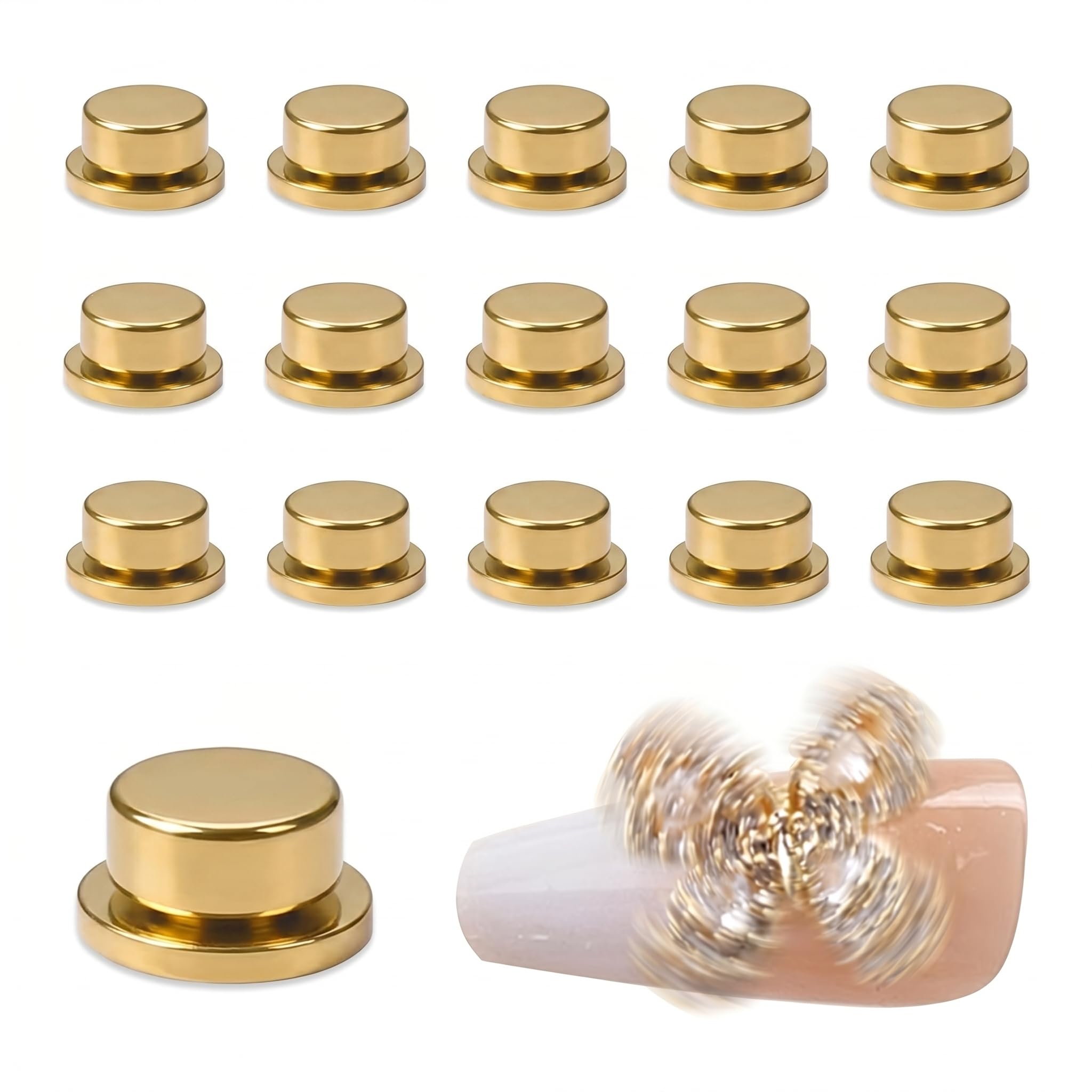 NIIIYTYB 15pcs Spinning Nail Charms Charm Display Tool Chunky Dangling Rings for Women 3D Nails Designer Jewelry Nail Art Fancy Decorations (Gold)