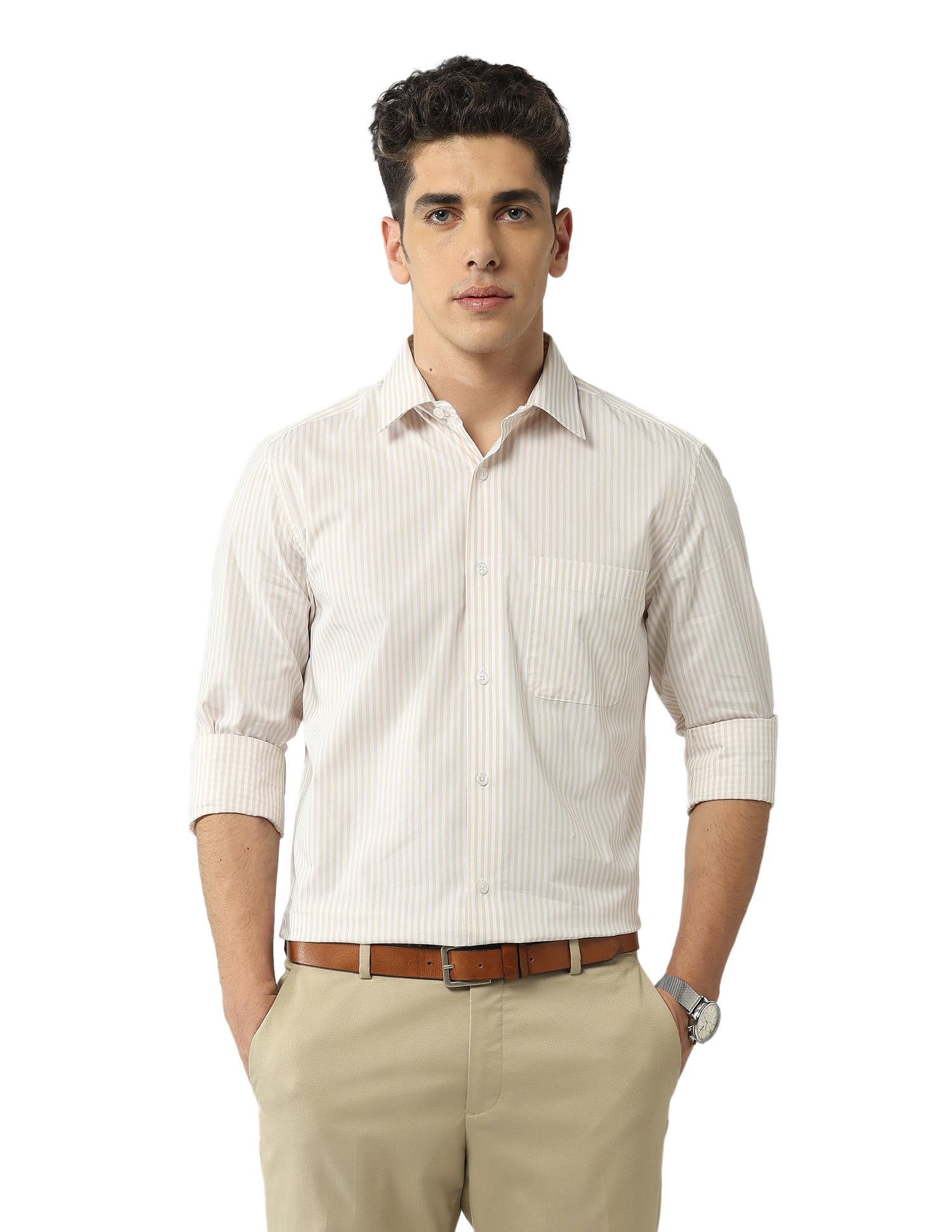 AD by Arvind Regular Fit Vertical Striped Shirt-image-25