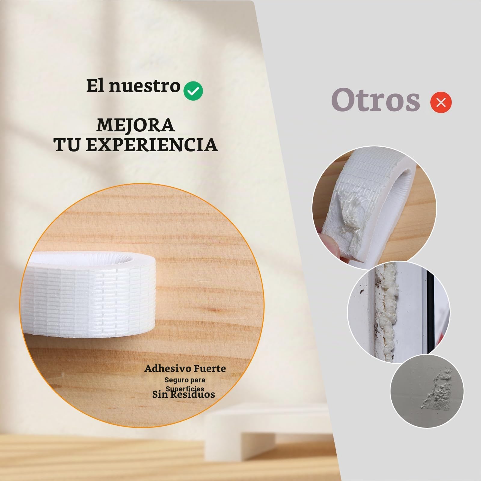 Cinta adhesiva de espuma autoadhesiva blanca 50mm(ancho) x10mm (profundidad), cinta aislante para puertas y ventanas, resistente a la intemperie, anticolisión, insonorización (2 m de largo)