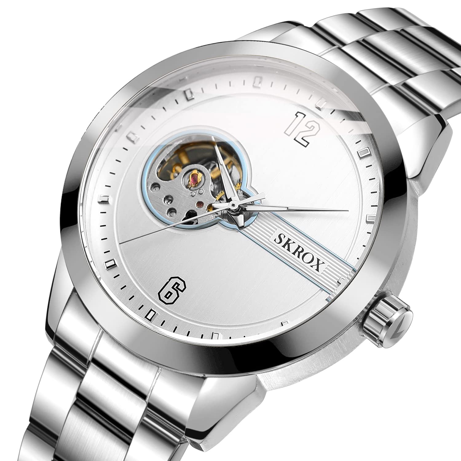FORSINING Mechanische Tourbillon-Herren-Armbanduhr, Automatik-Armbanduhr mit Edelstahlarmband, 4-silber, Mechanisch