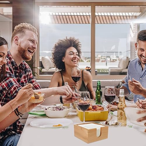 Miniatura 5 de Servilletero de bambú para servilletas de almuerzo para mesas decorativas para mesa de comedor y cocina, soporte de servilletas de madera