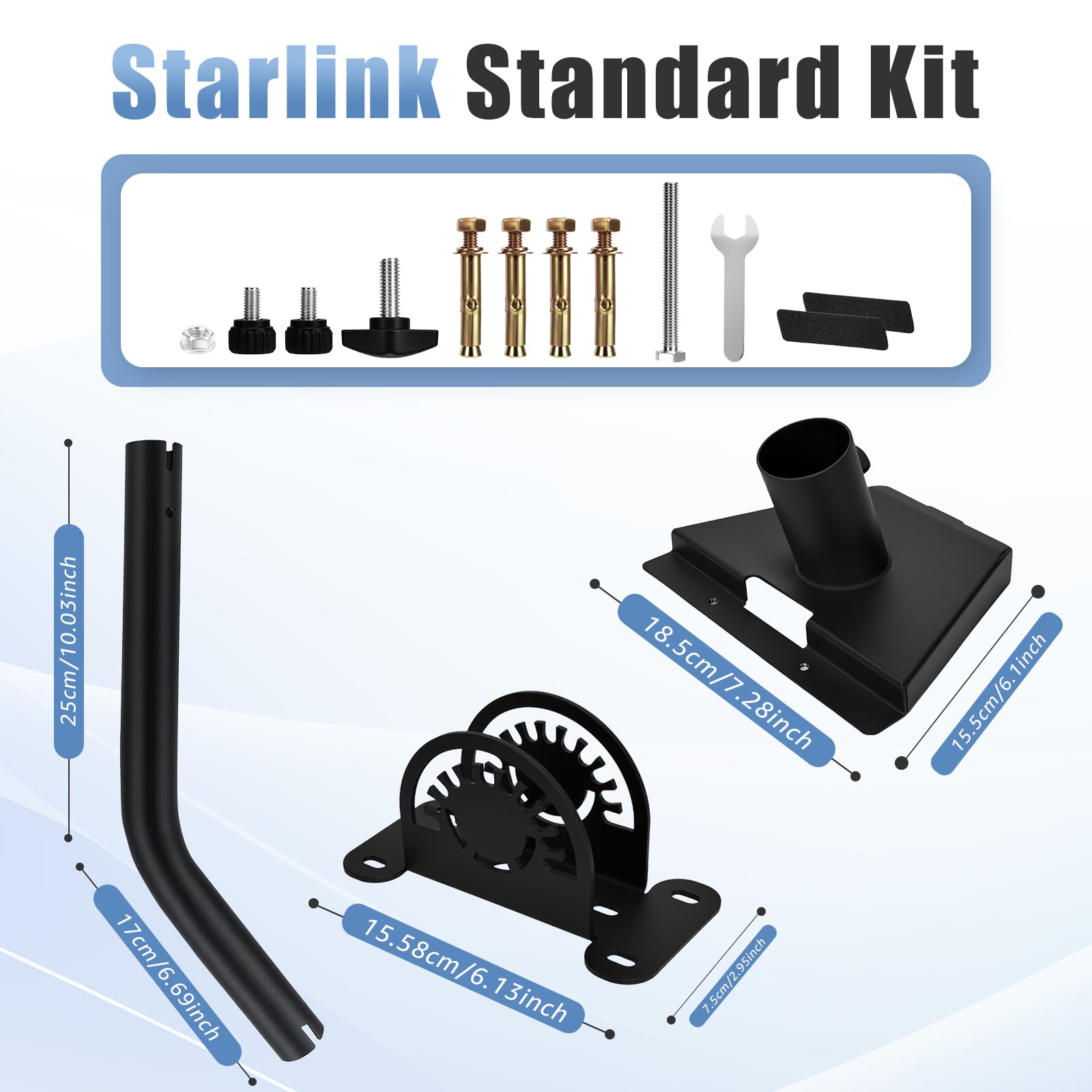 Supporto Starlink Gen 3, Regolabile a 360 Staffa Starlink Gen 3, Kit di Montaggio Regolabile Compatibile Con Parabola Standard V3 Starlink, Montaggio su Pali e Parete