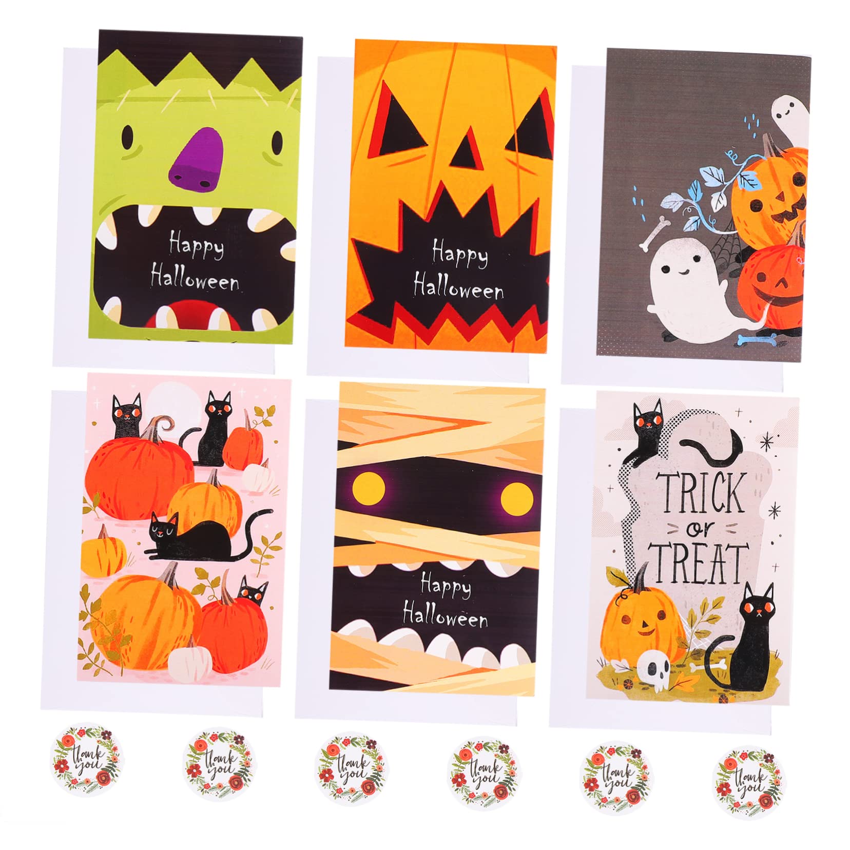 Lurrose 60stücke Teiliges Halloween Grußkarten Mit Umschlägen Und Aufklebern Für Einladungen Und Segenswünsche Ergänzung Für Ihre Feierlichkeiten