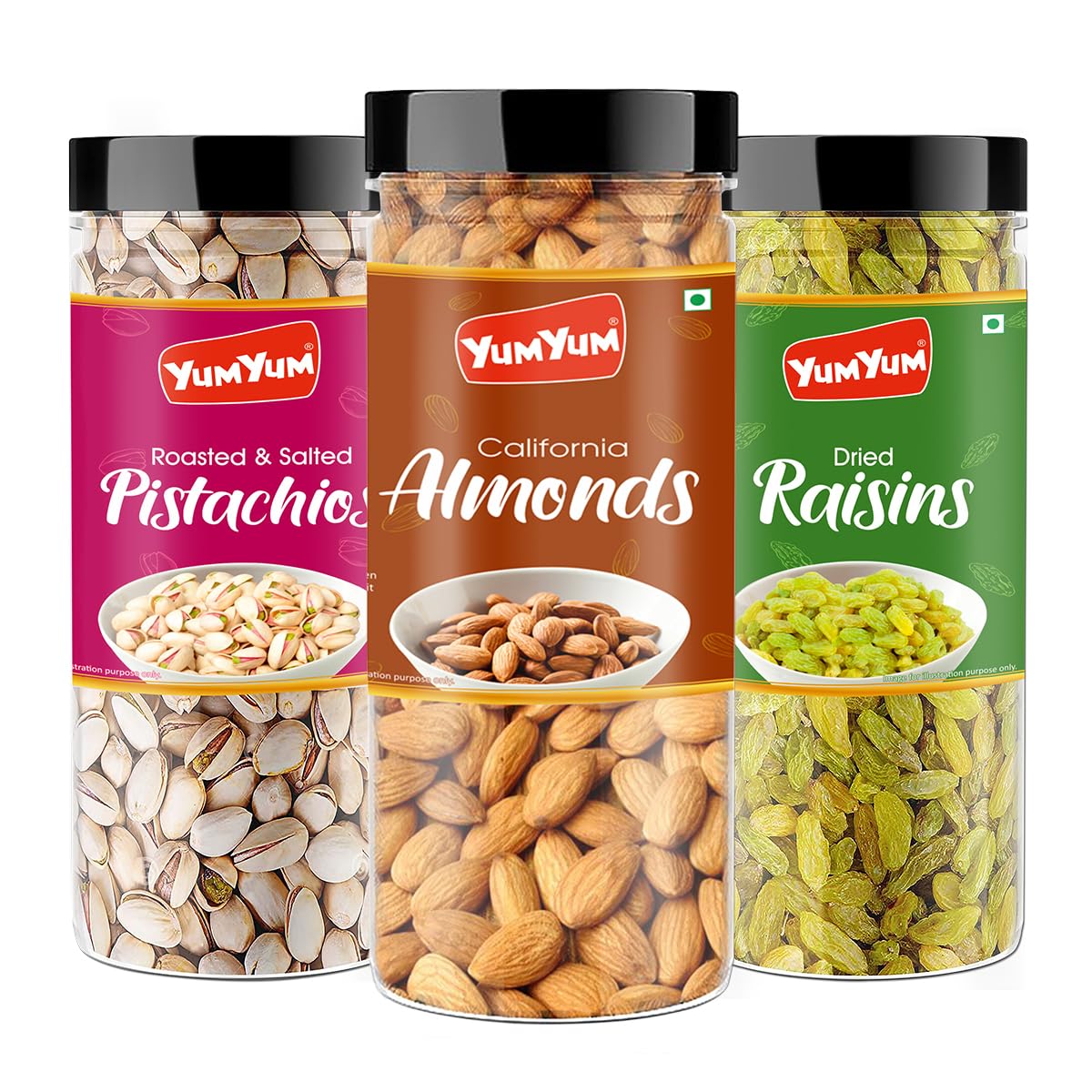 YUM YUM Premium Dry Fruits Combo Pack of 3 | California Almonds 150g, Roasted Salted Pistachios Nut 150g, Dried Raisins Kishmish 150g| Total 450g | Healthy Dry Fruits Snacks | Badam, Kismis, Pista Dry fruit Combo (B09FDY2P7P) Amazon Price History, Amazon Price Tracker