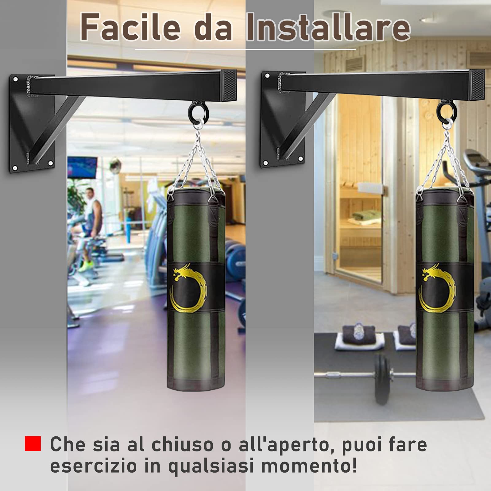 Supporto Da Parete Per Sacchi Da Boxe Professionale - Staffa Robustissima Per Allenamento Casa, Palestra O Garage