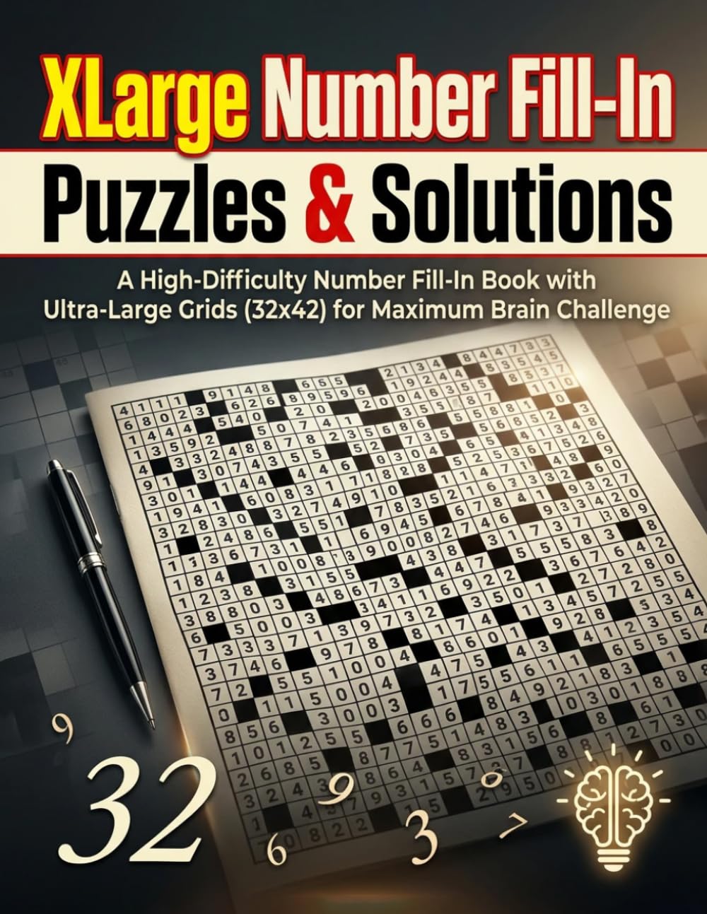 XLARGE NUMBER FILL-IN PUZZLE BOOK: High-Difficulty Number Challenges with Extra-Large Grids
