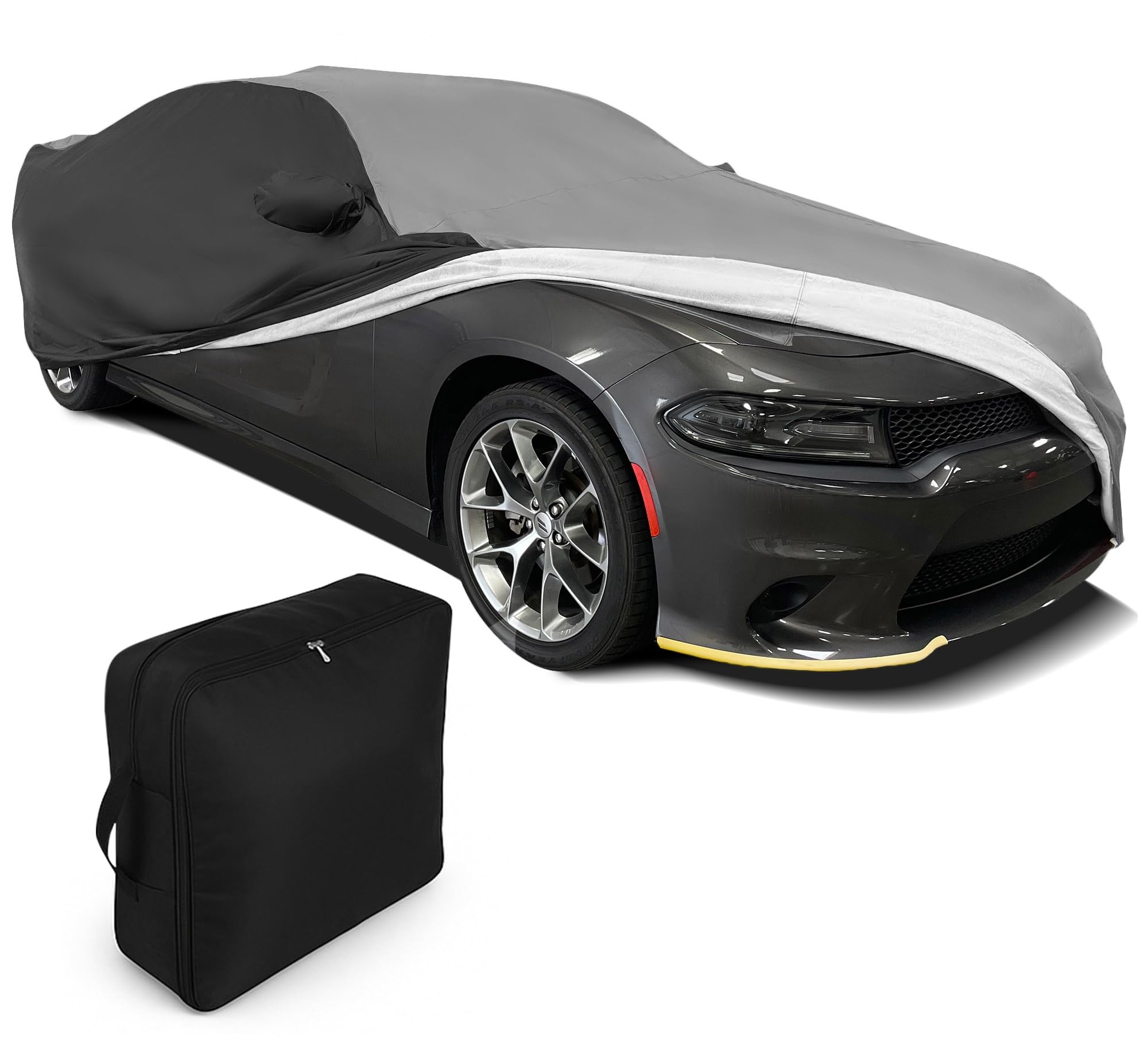 Dodge Charger Custom Fit Car Cover - Indoor/Outdoor Ultraguard Plus 300 Denier UV & Rain Protection Water Resistant - High End Fit for 2005-2025 Dodge Chargers (Gray/Black)