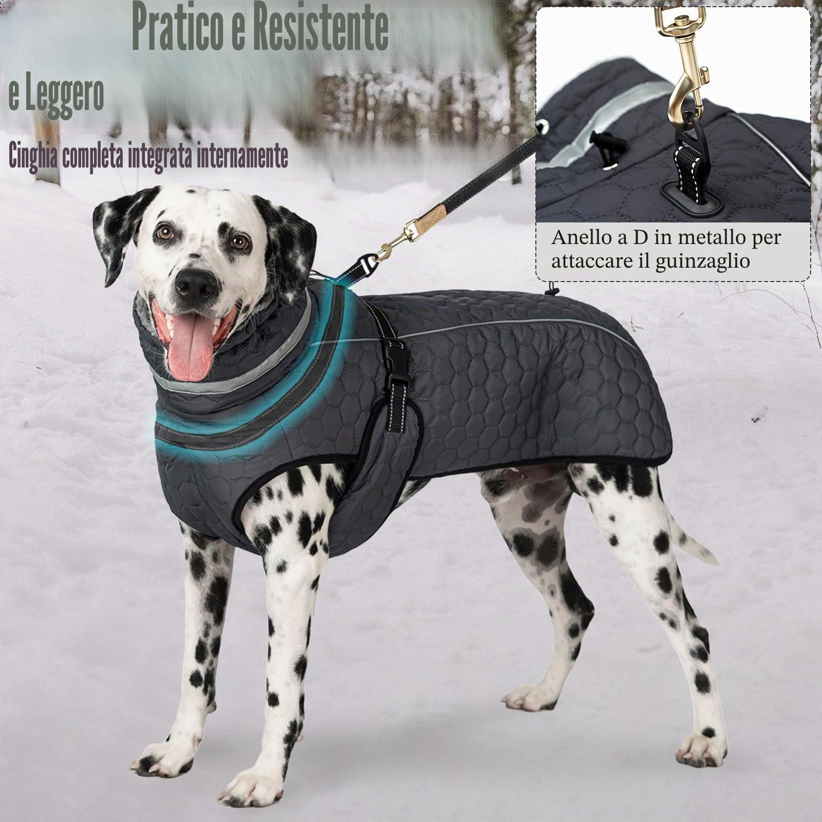 Cappotto Impermeabile Cane Giubbotto Pile per Cani con Imbracatura Invernale Caldo Cappotti Giubbotto Impermeabile per Cani Regolabile Riflettente Cappottino Cane Taglia Piccola Media Grande