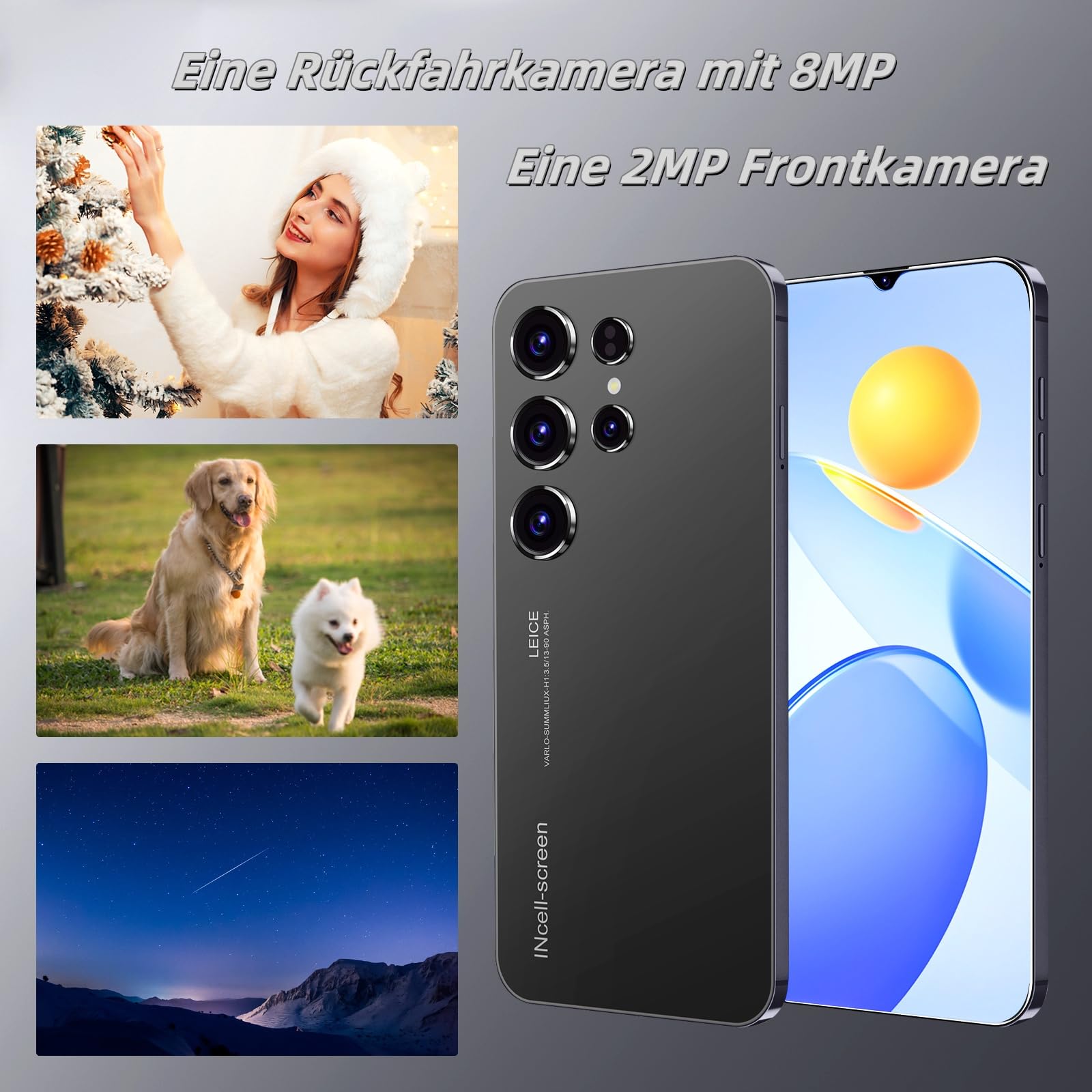 Ontgrendelen telefoon, 6,3 inch scherm, dubbele camera's, dual-simkaarten, 2GRAM 16GROM/TF128 GB, ondersteunt 4G FDD-LTE: B1/3/7/20, Geschikt voor beginnende gebruikers (5, GREY
