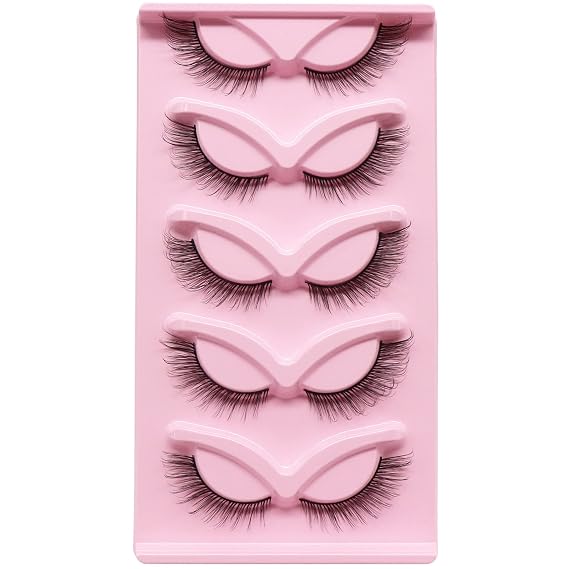 Veleasha Cat Eye Lashes Wispy Fox Eye Lashes Natural Eyelashes (Foxy 05)