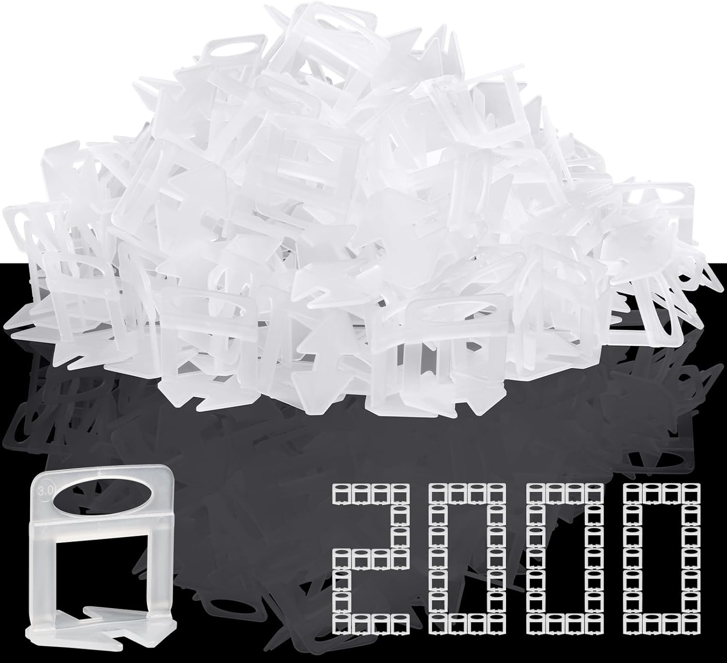 DGSL Tile Leveling System 2000PCS 1/8" Spacers Clips - Anti-Lippage Tools for Ceramic Stone Tile Wall Floor Installation