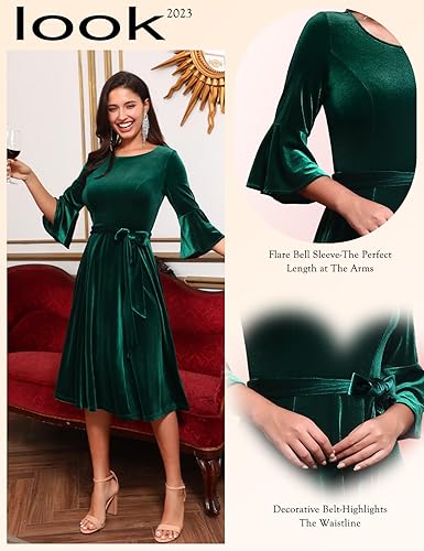 Vista 2 de HomRain Women's Velvet Dress Long Sleeve Velvet Wedding Guest Dress Velvet Dresse for Women Cocktail Evening Party