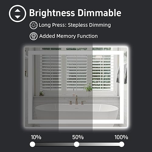 Miniatura 3 de Espejo de baño LED de 40 x 32 pulgadas con luces, luces dobles regulables, antiniebla, espejo LED frontal y retroiluminado para baño, espejo de