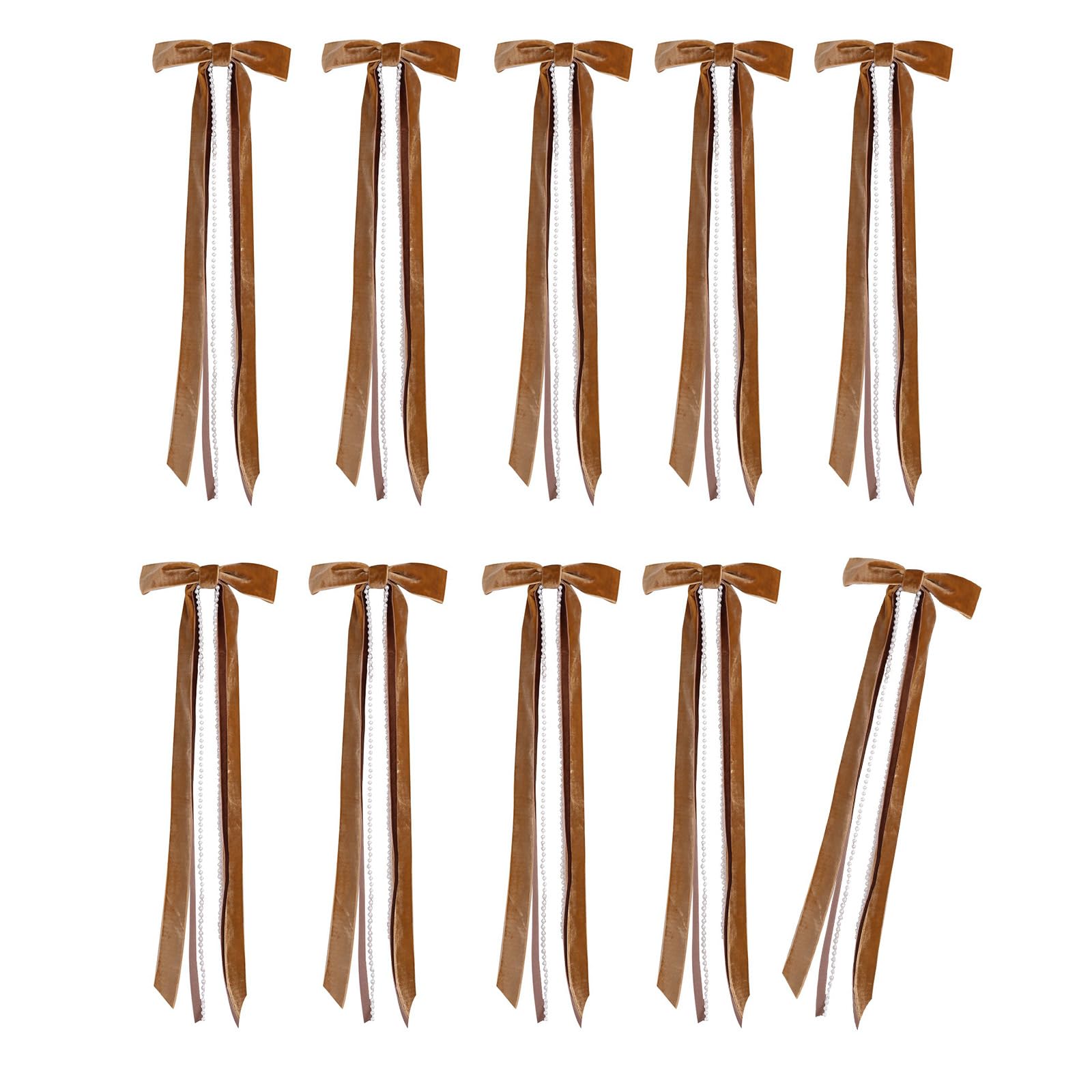 Elnwnnkc 10Pcs Christmas Tree Decoration Bowknot Ornament with Pearls Tassels for Wreath Mantels Holiday Decoration and Packaging Velvety Fabric Ornament for Tree Wreath Mantel Festival Celebration