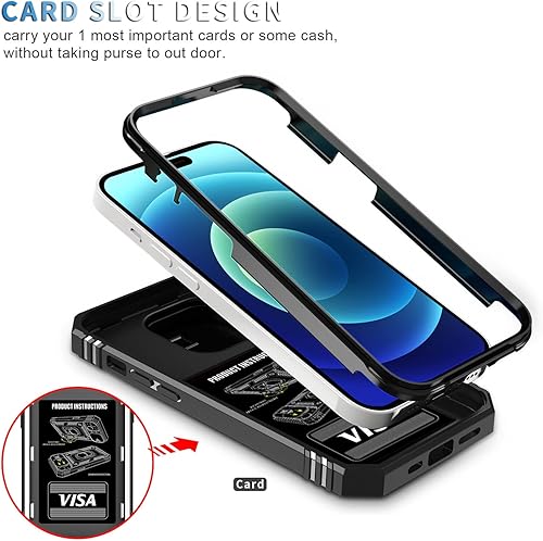Miniatura 3 de Fetrim Funda para iPhone 14 Pro Max, Funda de teléfono con soporte de anillo de rotación para Apple iPhone 14 Pro Max - Negro