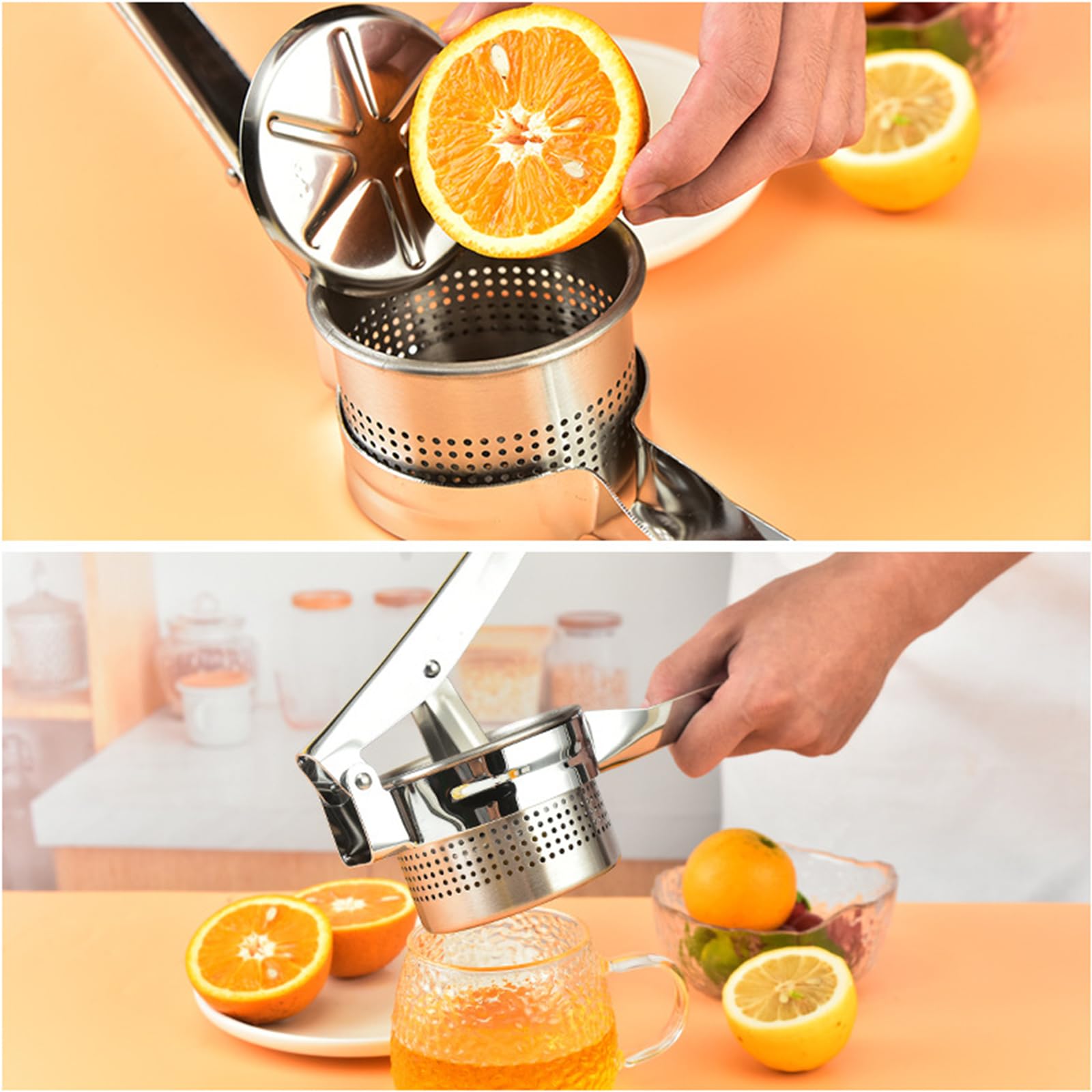 Kartoffelstampfer Edelstahl Kartoffelstampfer Manueller Entsafter Kleines Haushaltswerkzeug Geeignet zum Stampfen von Lebensmitteln oder Extrahieren von Saft aus Granatäpfeln und Zitrusfrüchten